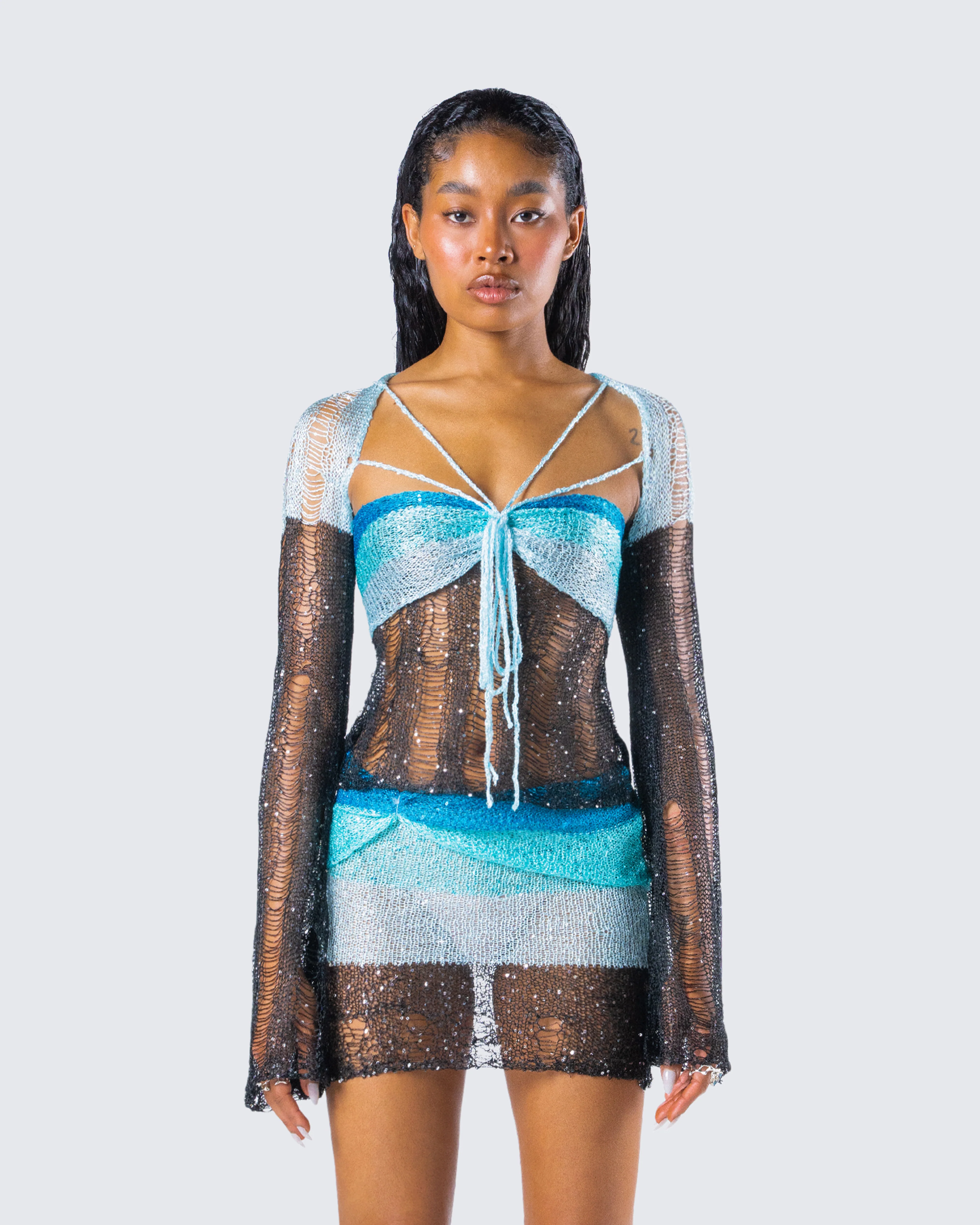 Vanessa Black Sequin Knit Top - Image 4