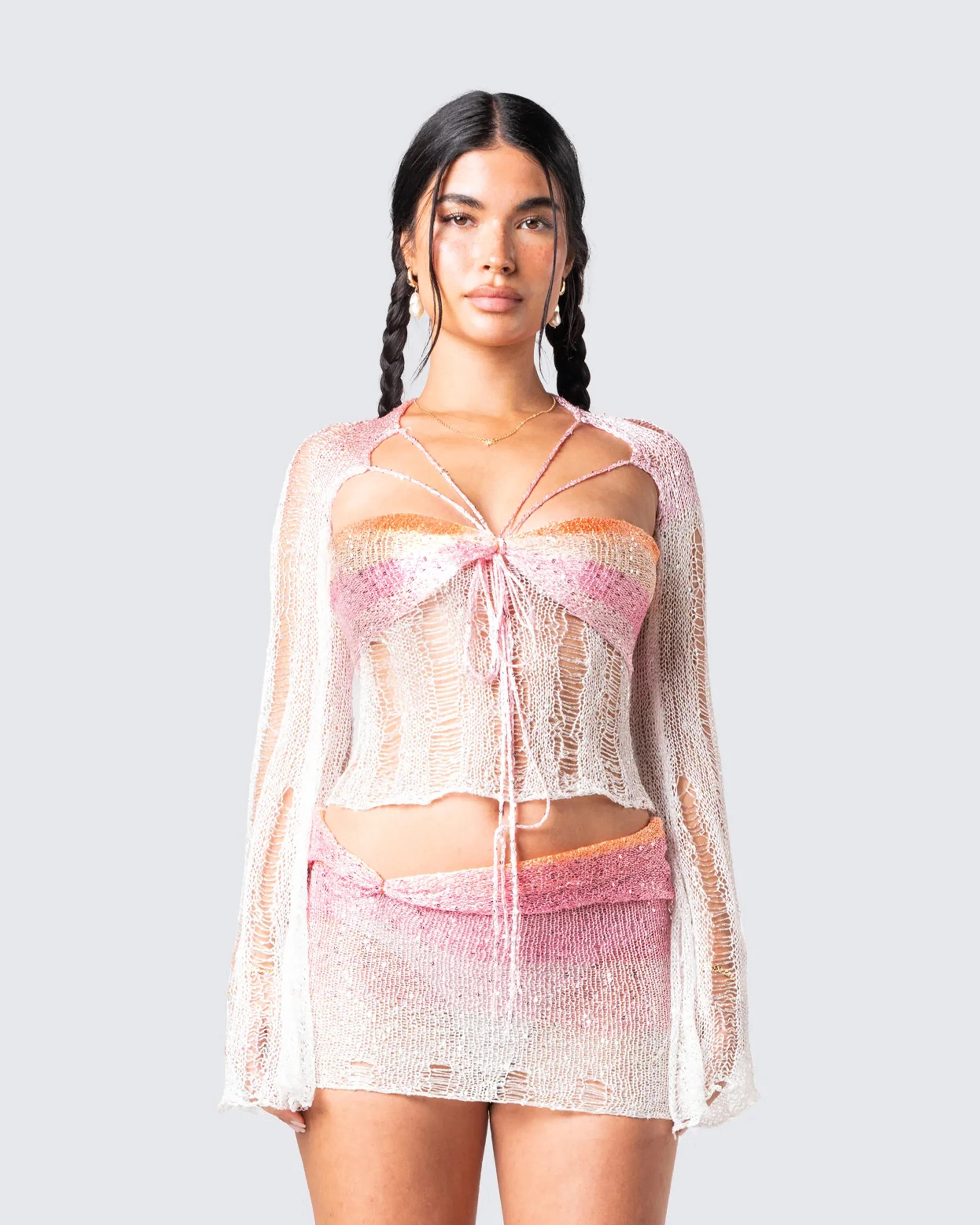 Vanessa Pink Sequin Knit Top - Image 4