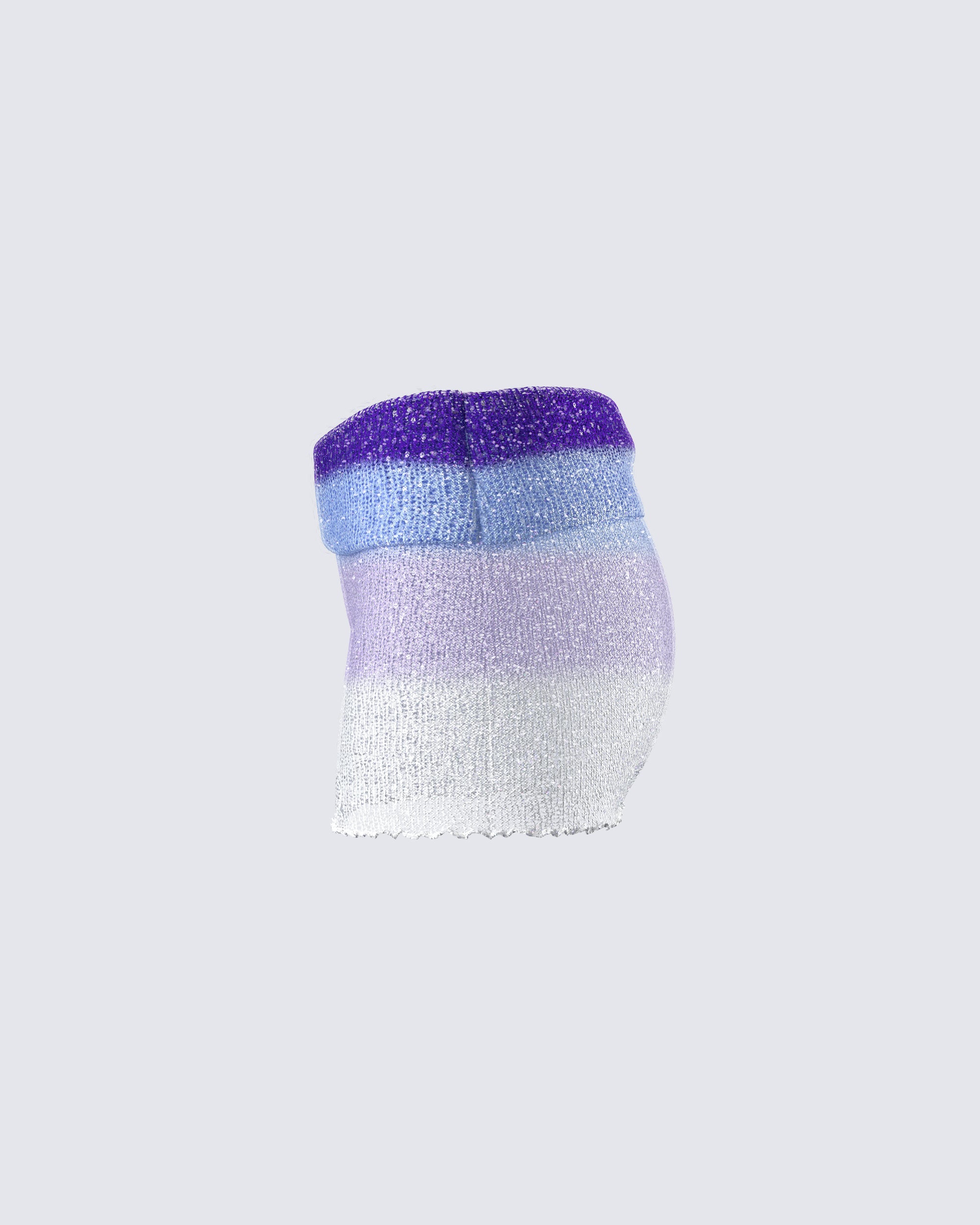 Vanessa Purple Sequin Knit Skirt - Image 2