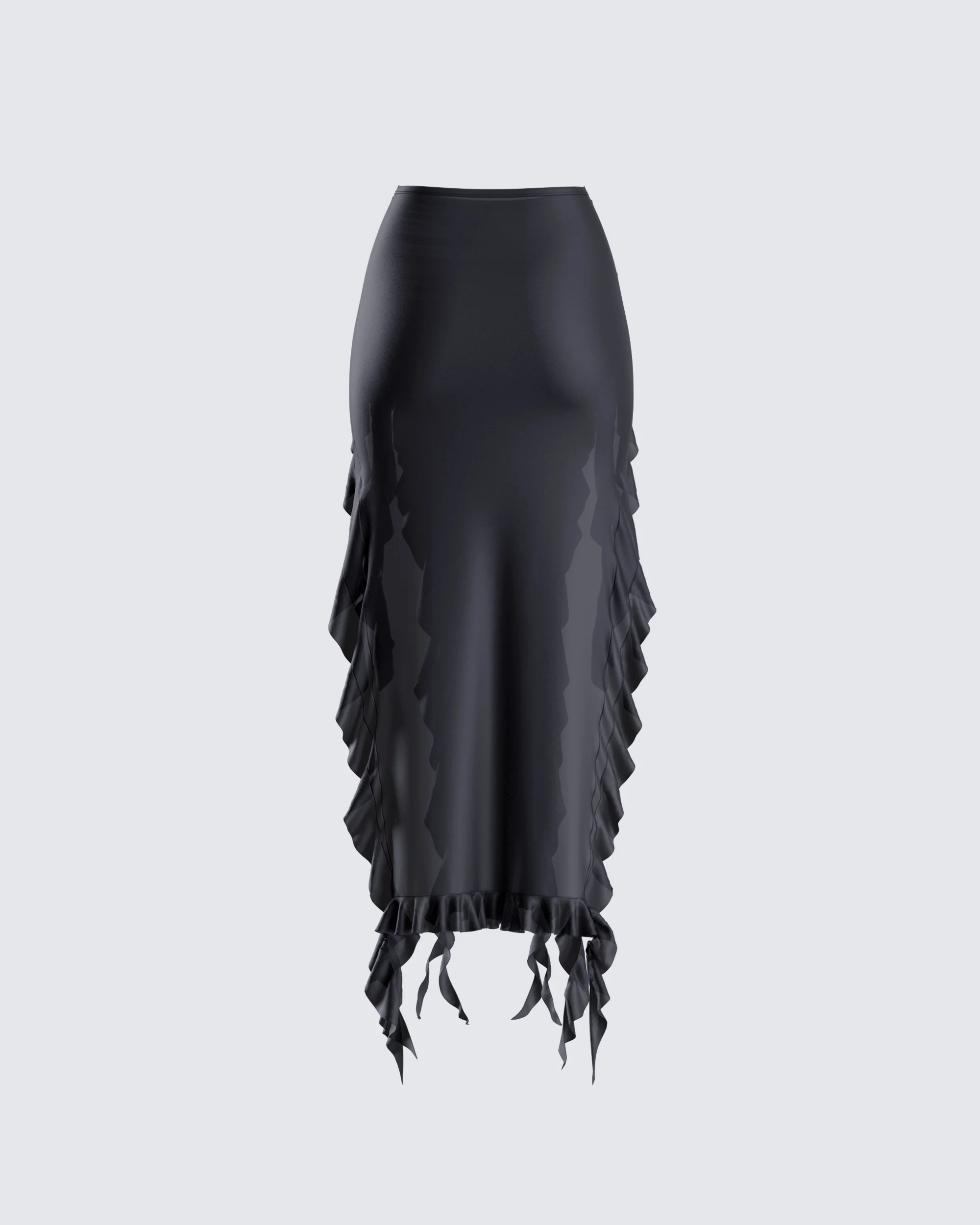Veeti Black Jersey Ruffle Skirt - Image 3