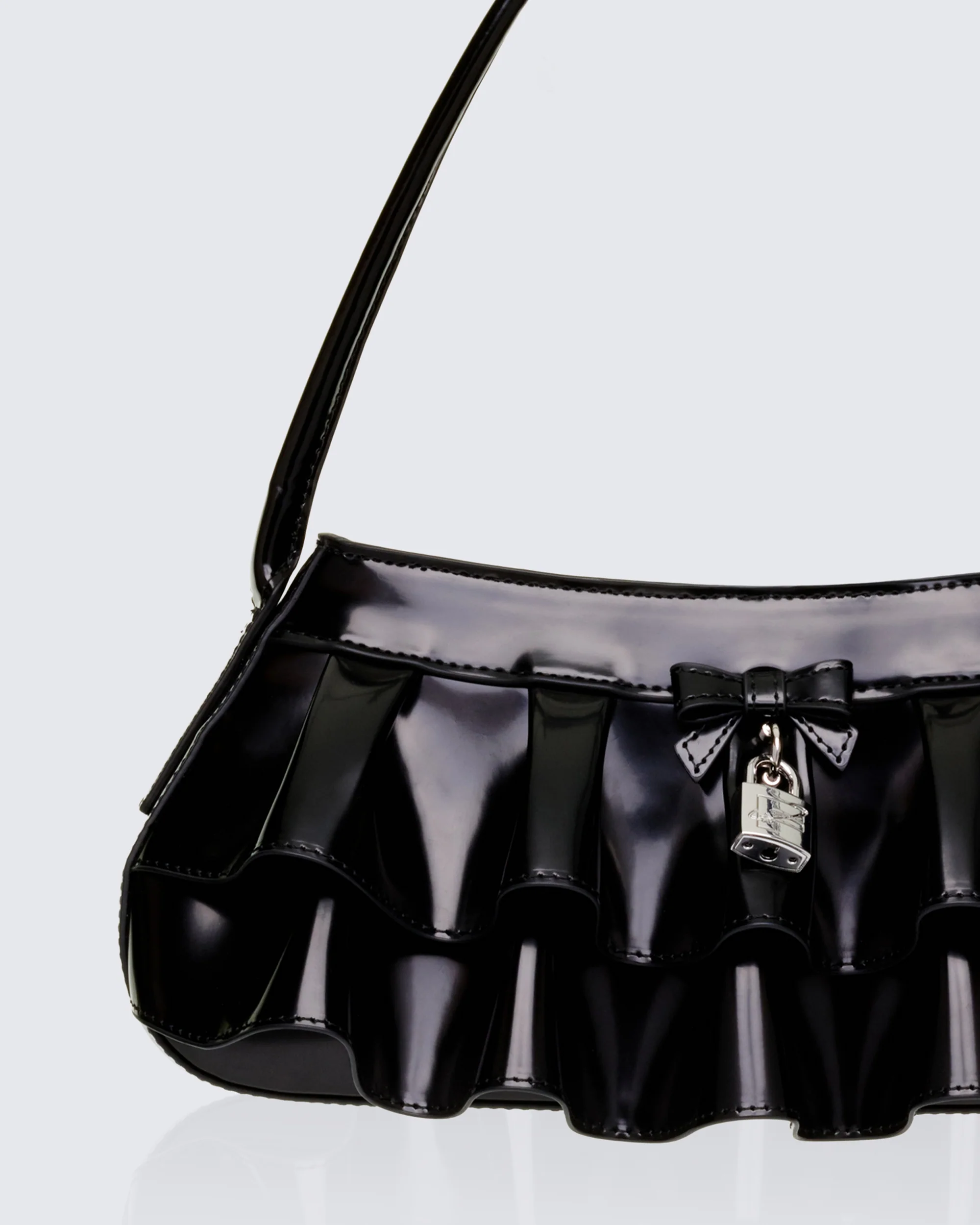 Ardith Black Pleated Skirt Baguette - Image 3