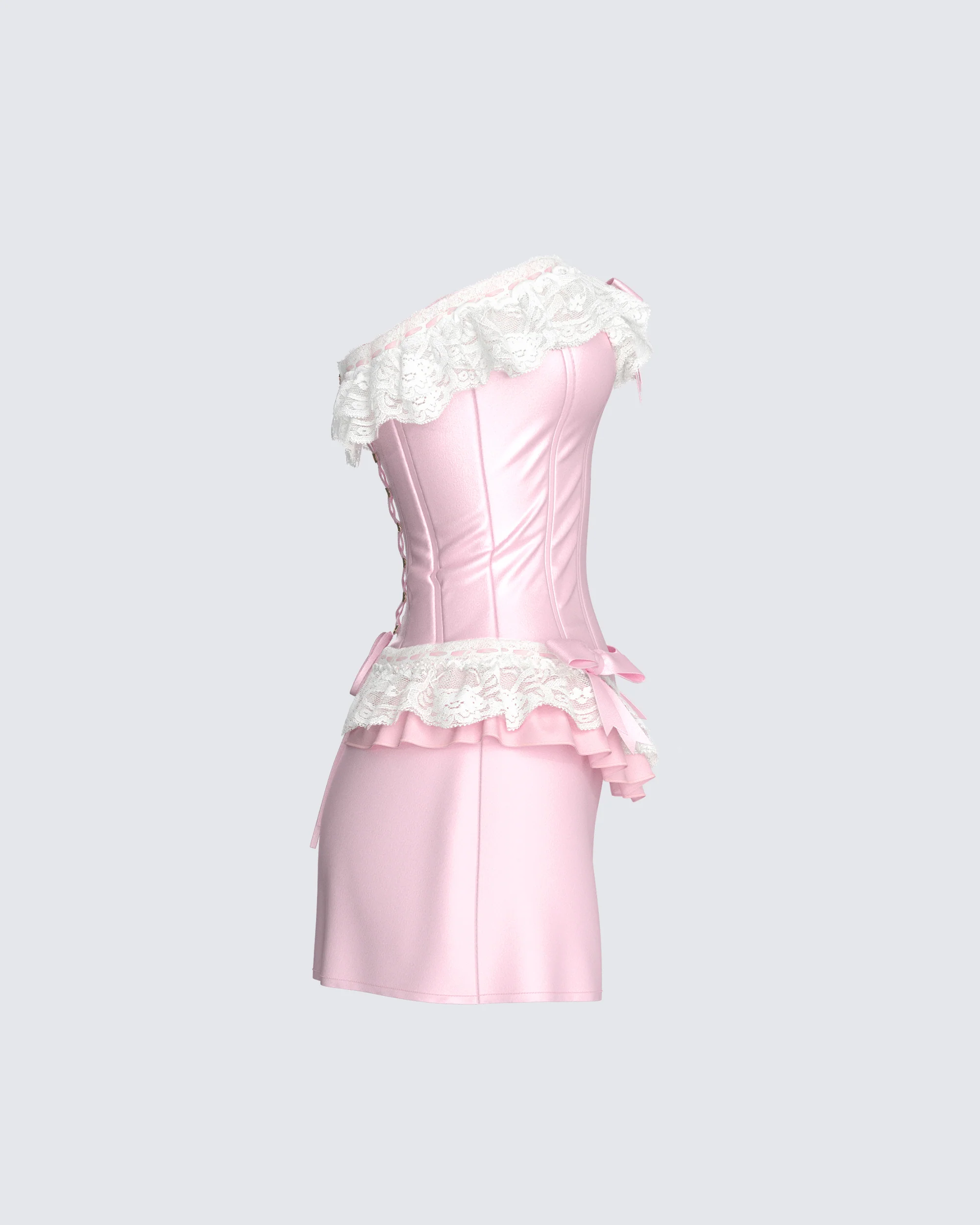 Vienna Pink Ruffle Mini Dress - Image 2