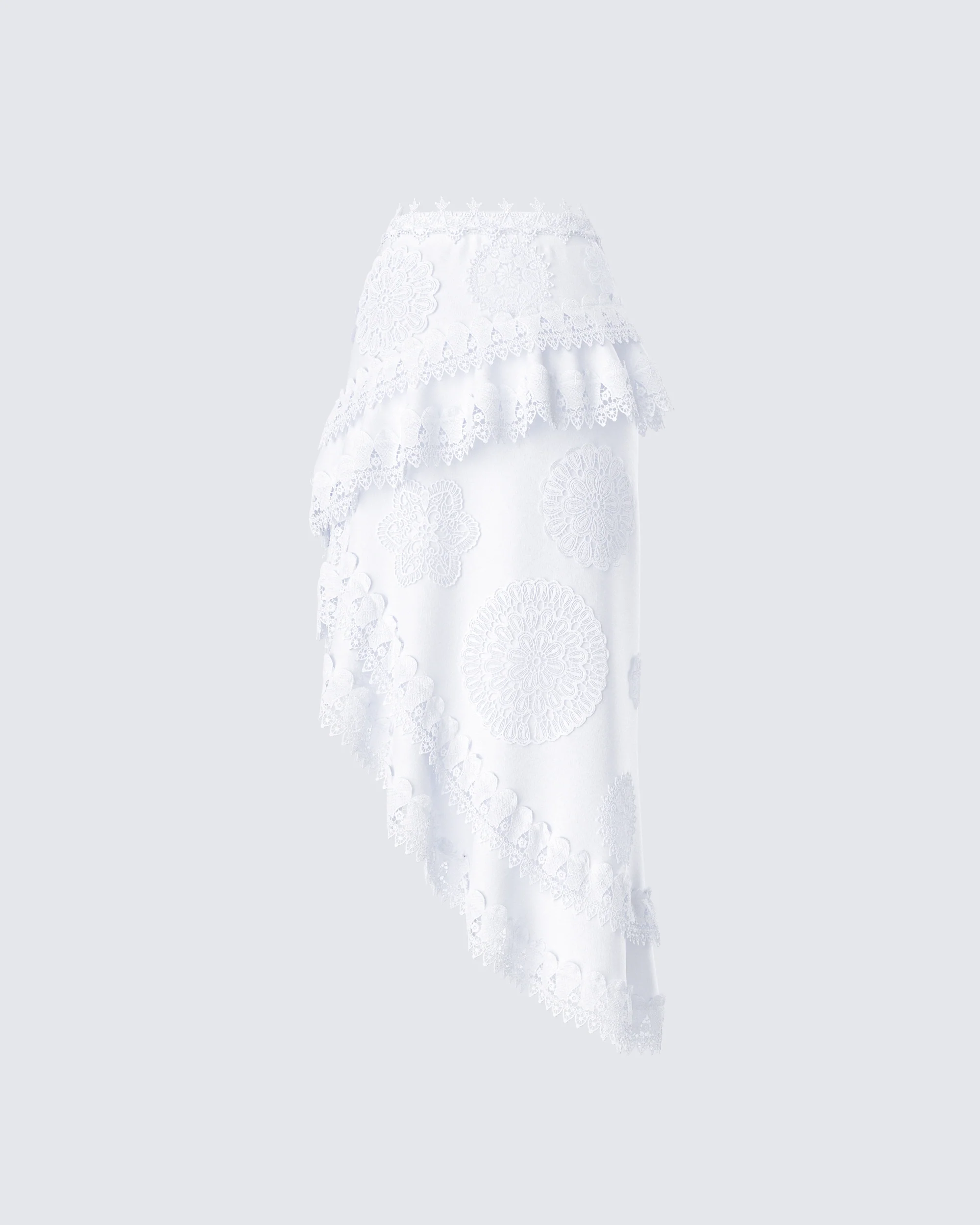 Villi White Asymmetrical Lace Skirt - Image 3