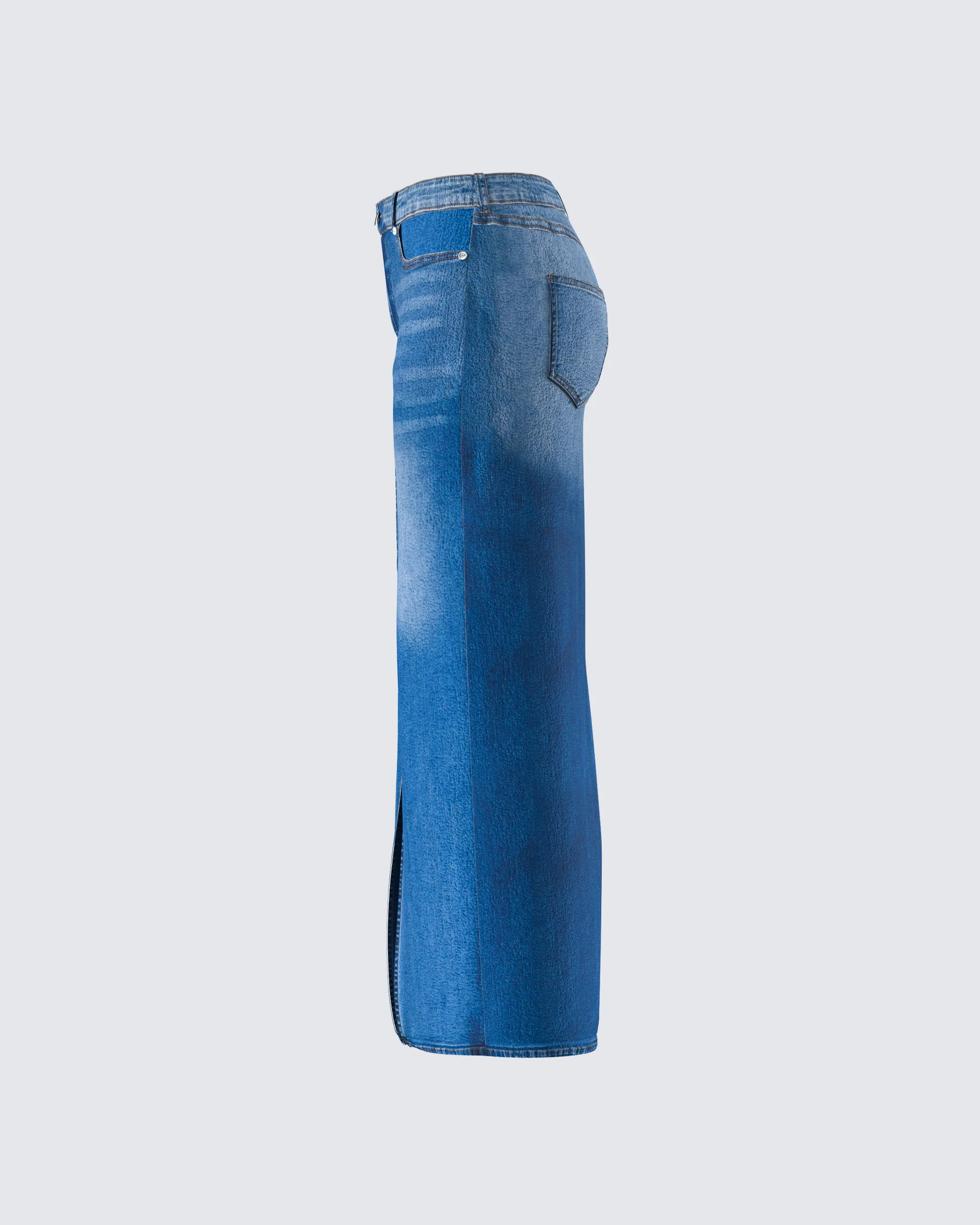 Vincent Blue Maxi Denim Skirt - Image 2