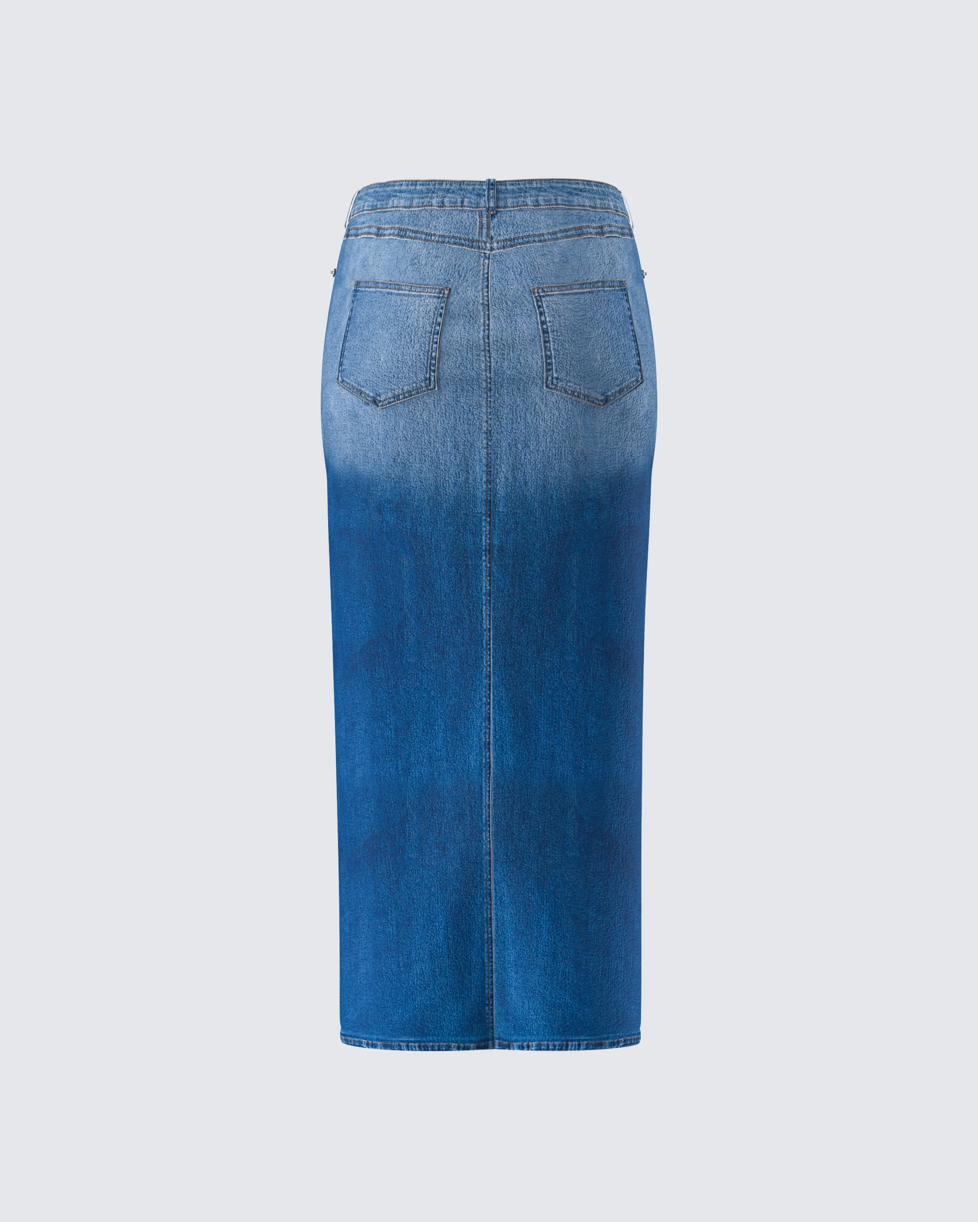 Vincent Blue Maxi Denim Skirt - Image 3