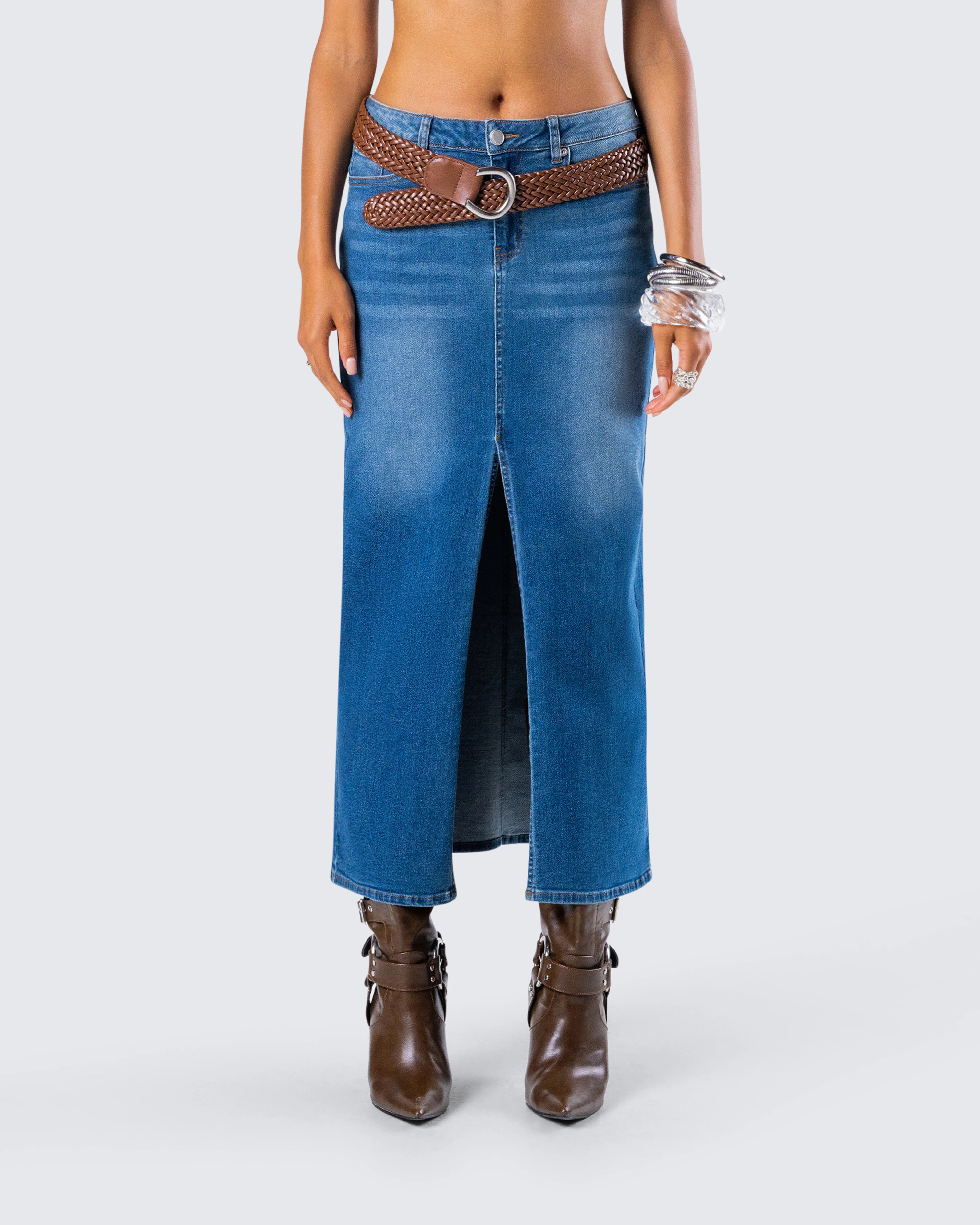 Vincent Blue Maxi Denim Skirt - Image 4