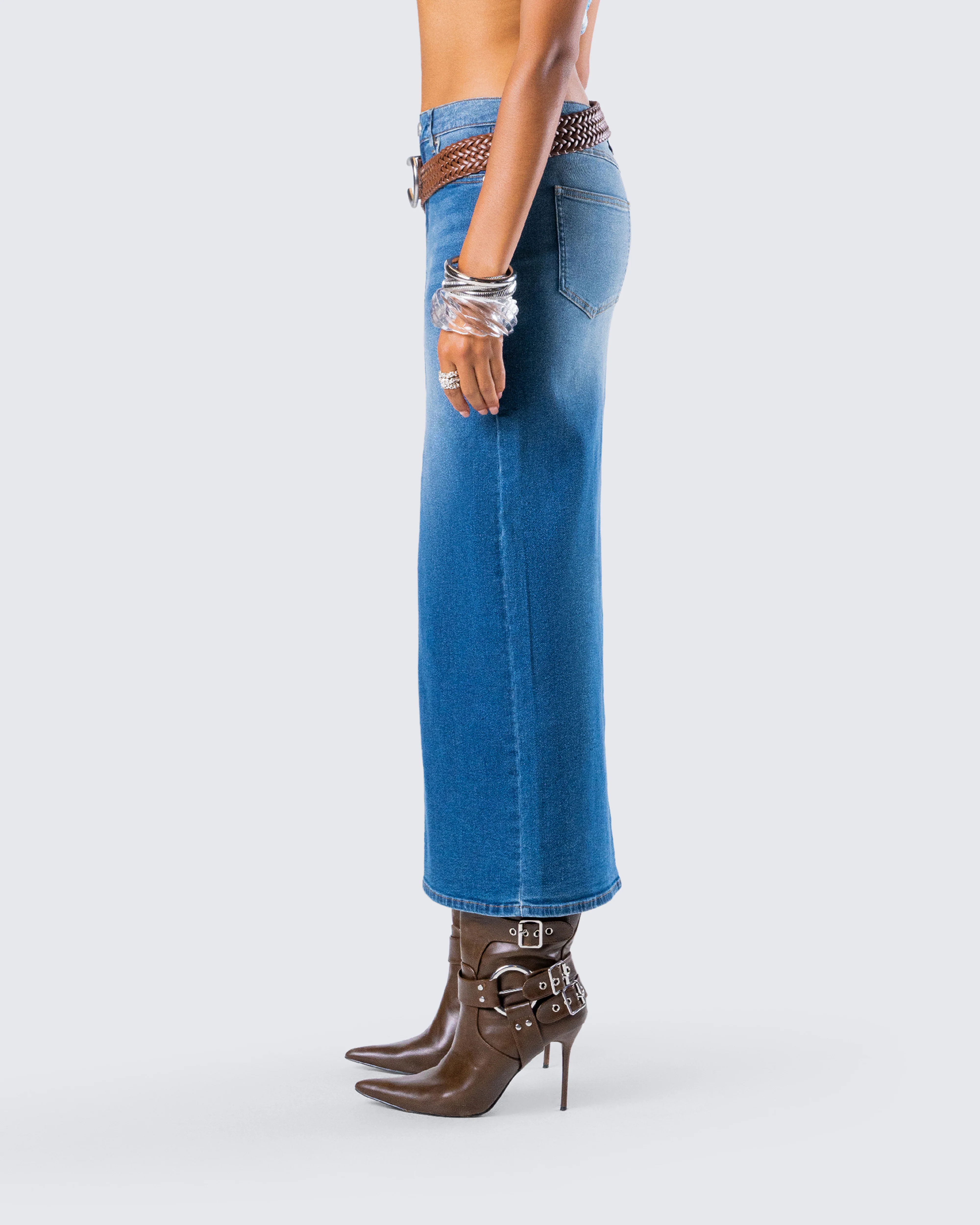 Vincent Blue Maxi Denim Skirt - Image 6