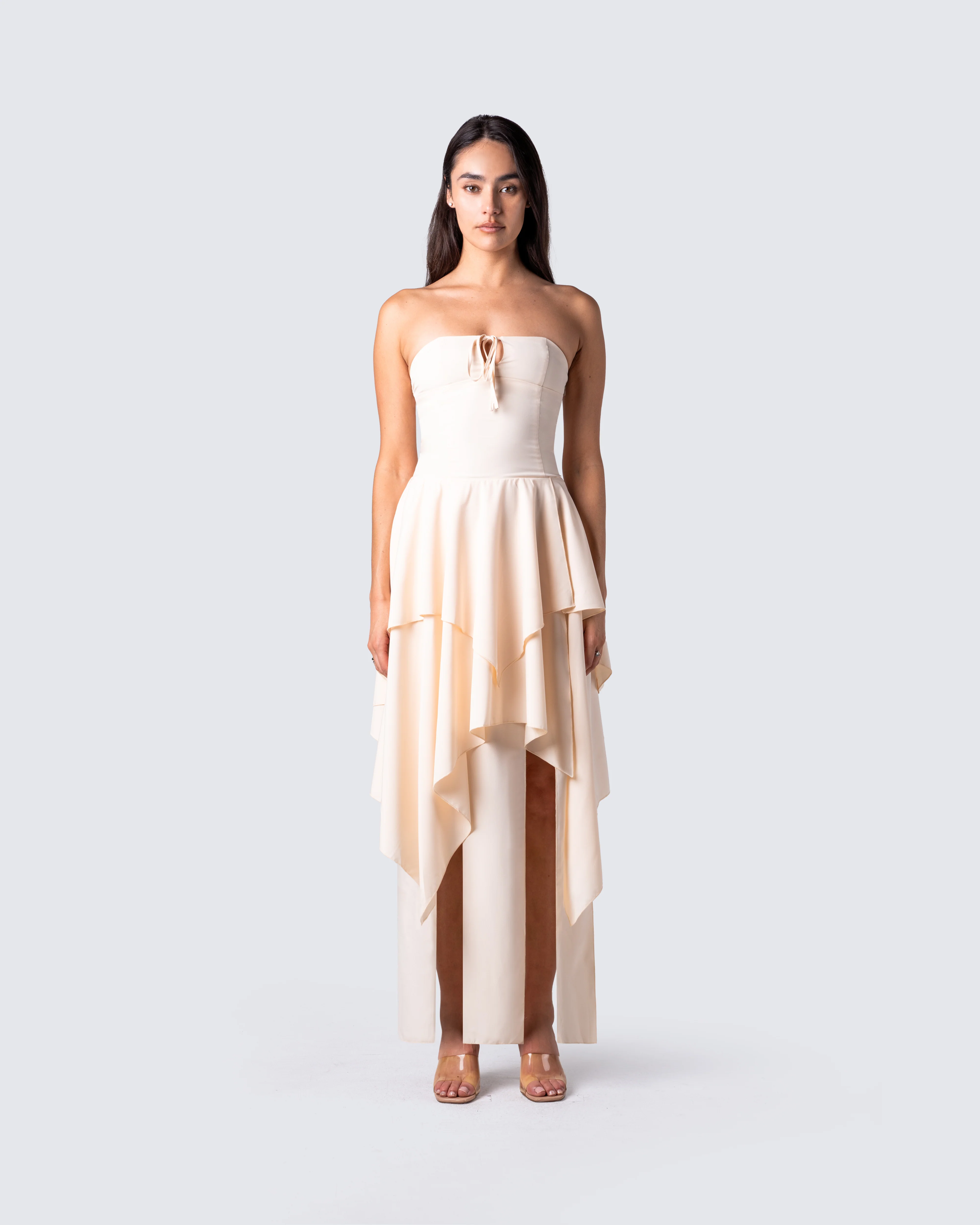 Violette Ivory Layered Maxi Dress - Image 4