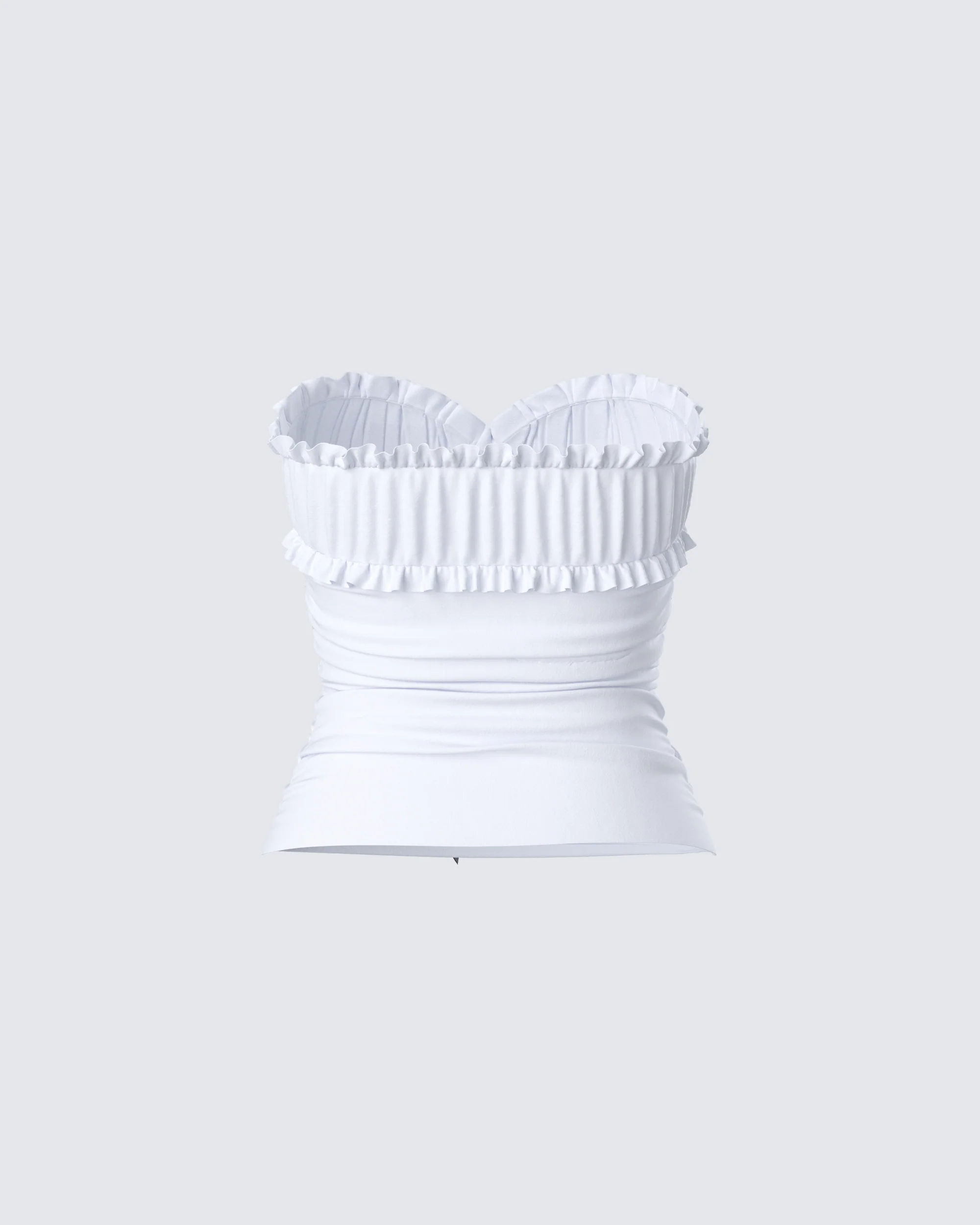 Vira White Ruched Strapless Top - Image 3
