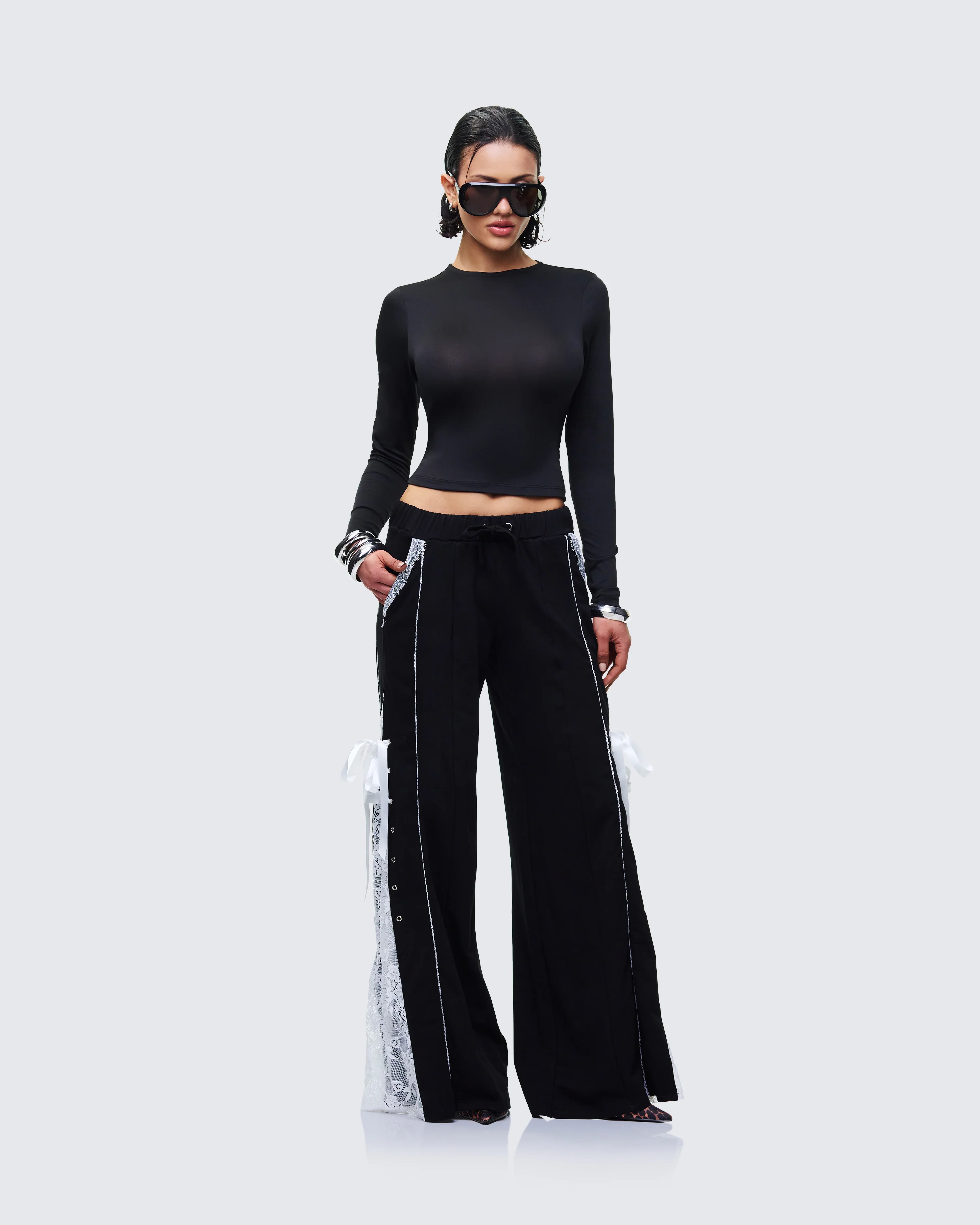 Vivi Black Jersey Long Sleeve Top - Image 5