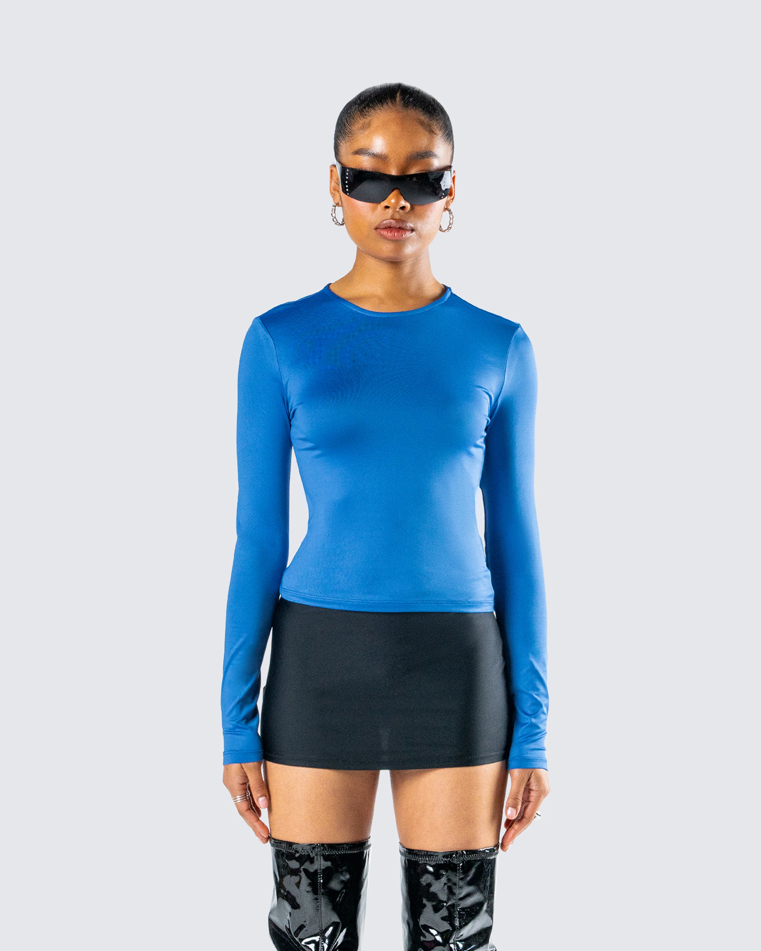 Vivi Blue Jersey Long Sleeve Top - Image 4