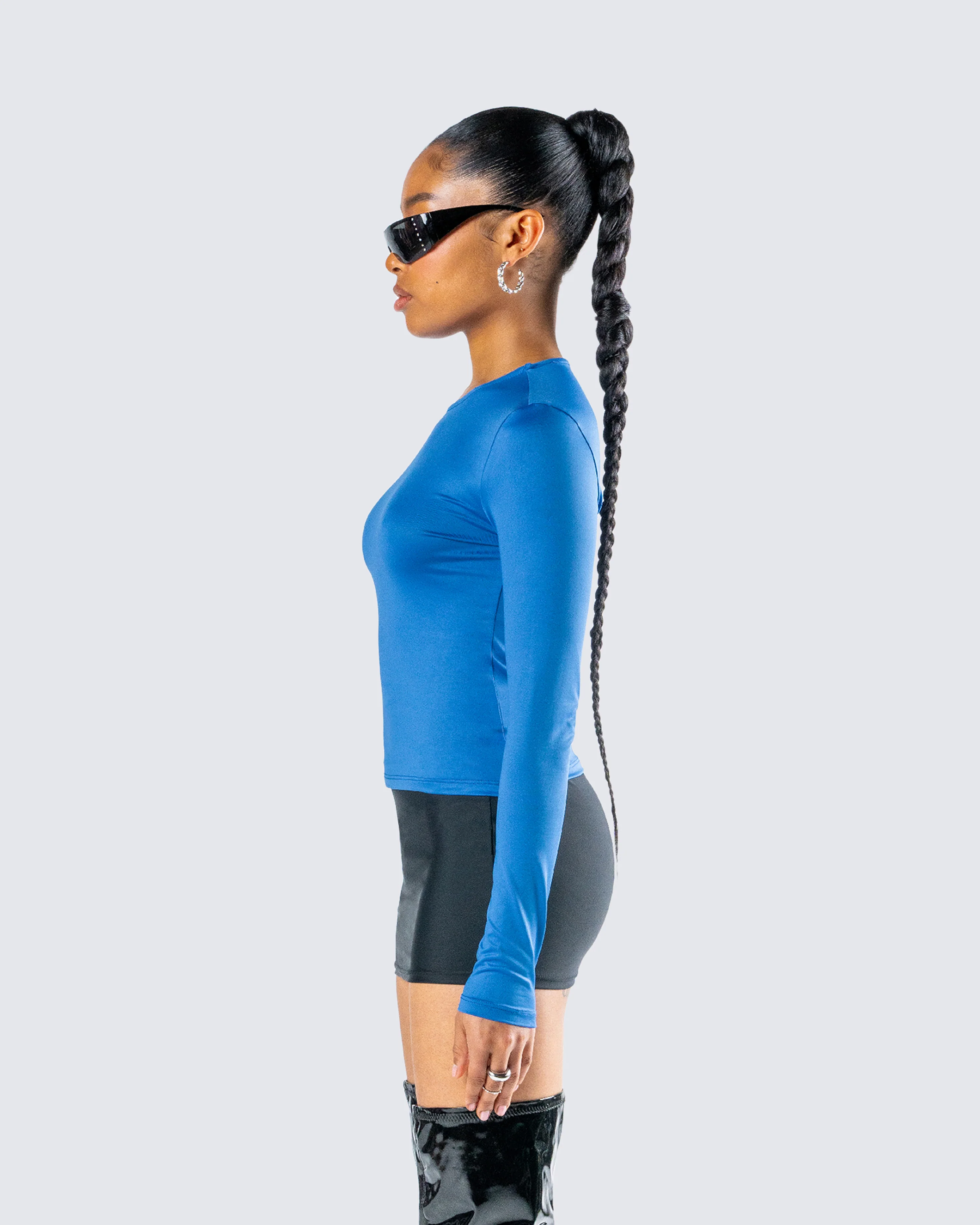 Vivi Blue Jersey Long Sleeve Top - Image 6