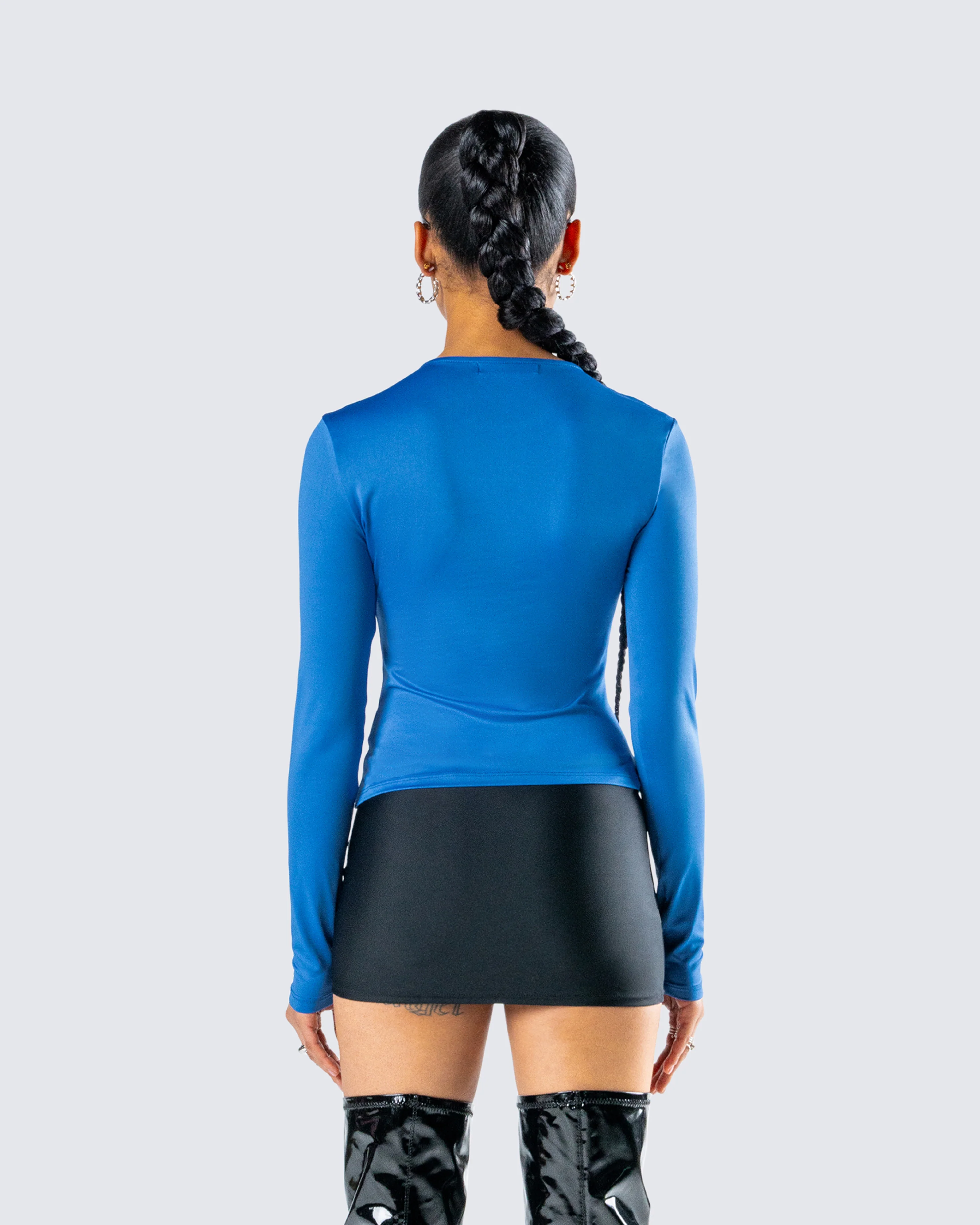 Vivi Blue Jersey Long Sleeve Top - Image 7