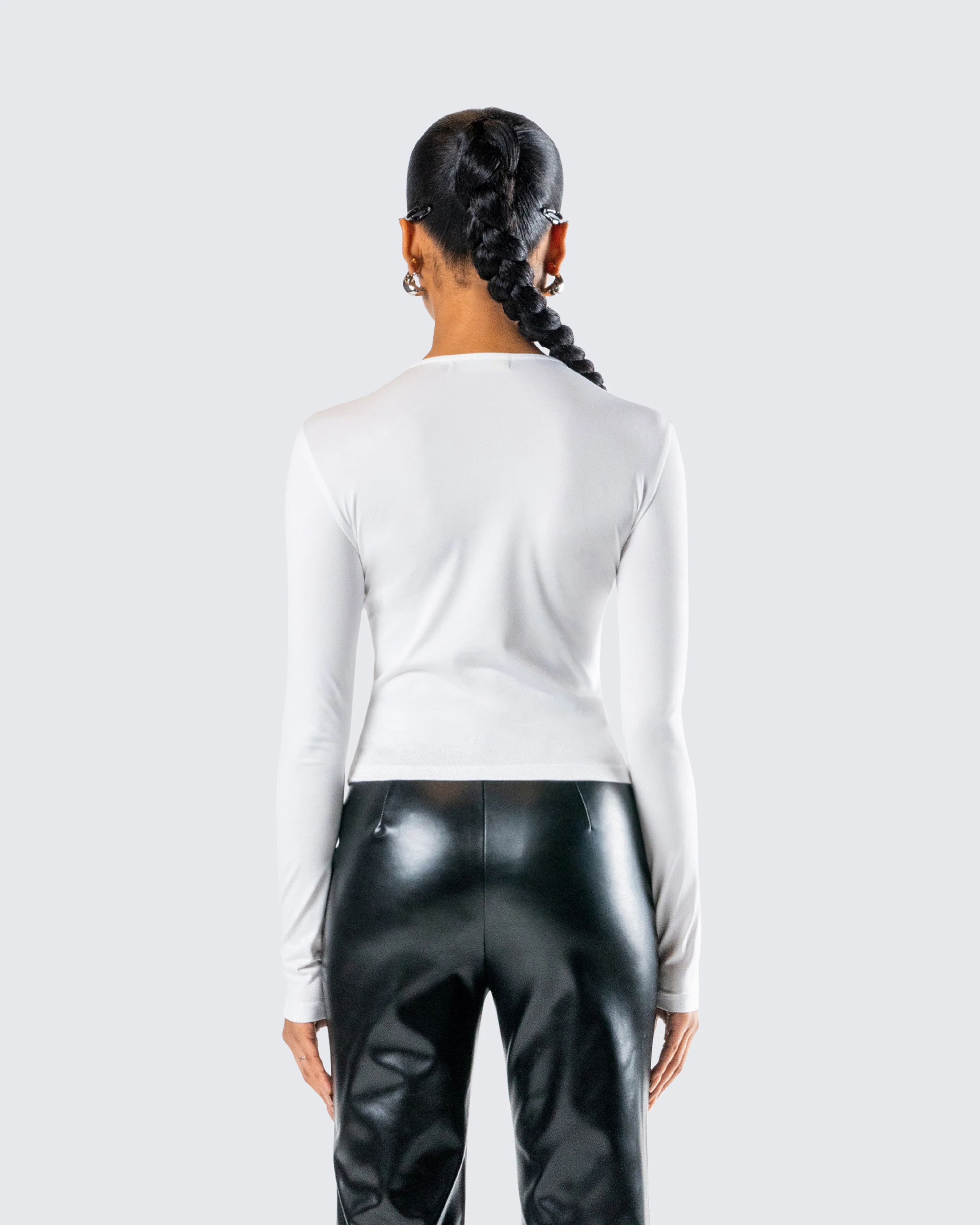 Vivi White Jersey Long Sleeve Top - Image 7