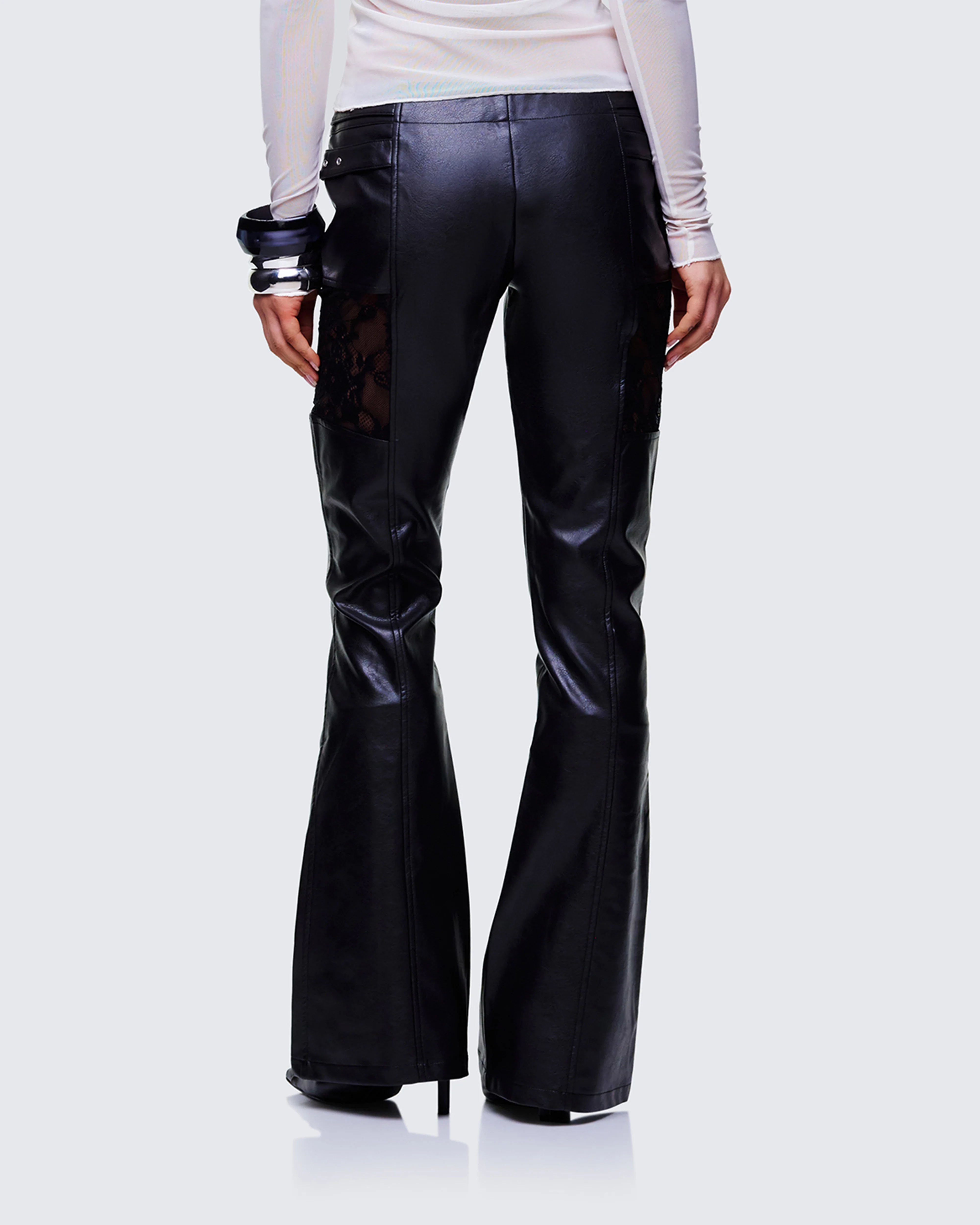 Vyra Black Vegan Leather Pants - Image 4