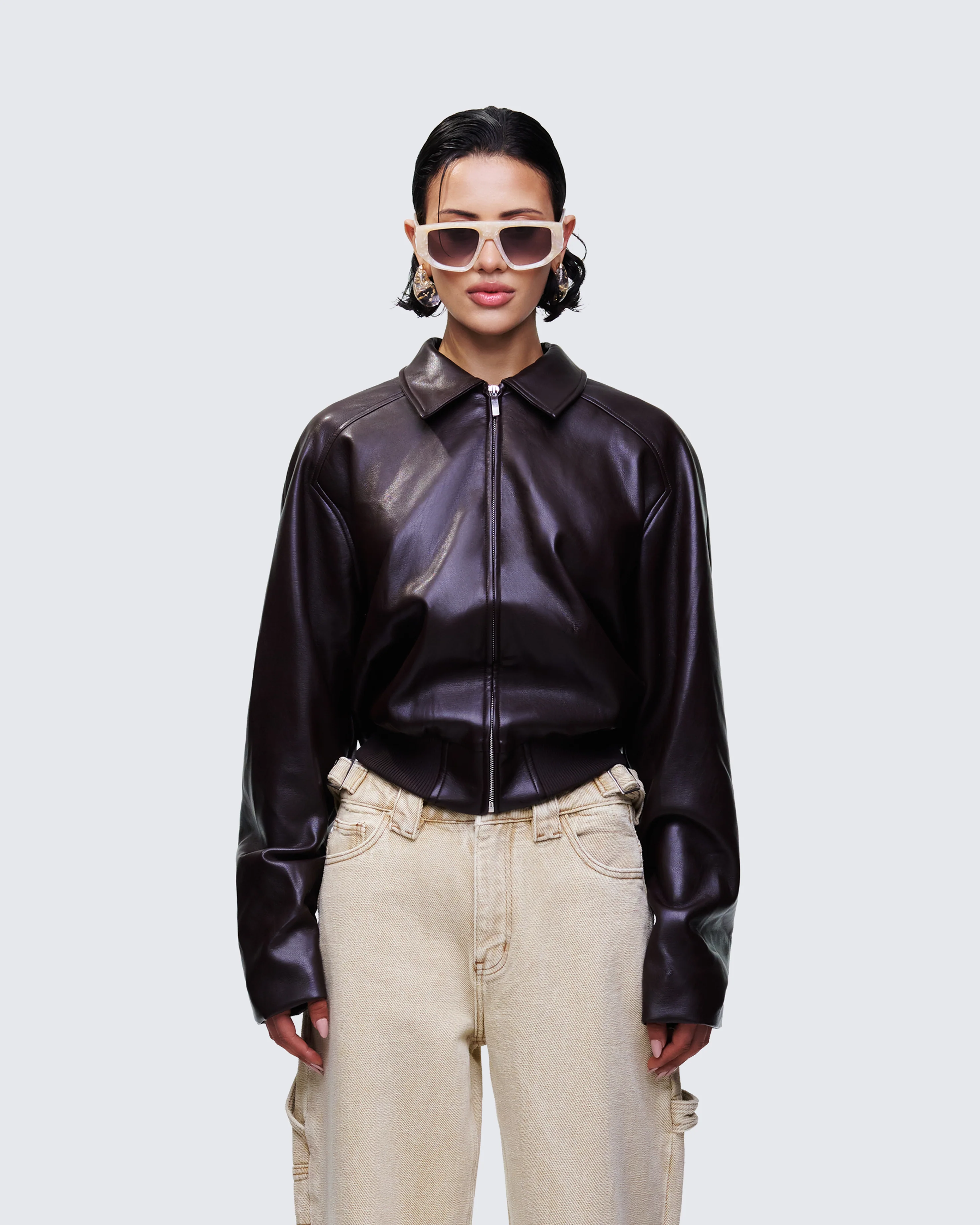 Waveney Brown Vegan Leather Jacket - Image 2