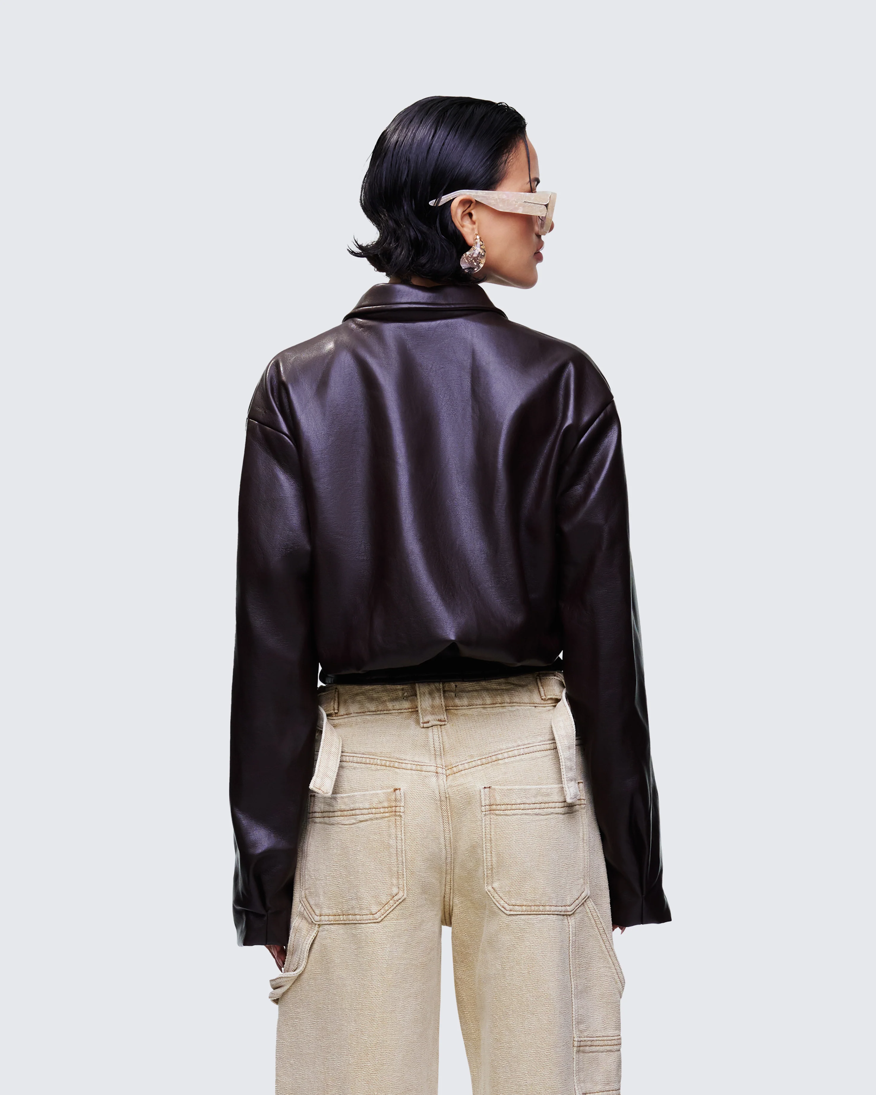 Waveney Brown Vegan Leather Jacket - Image 4