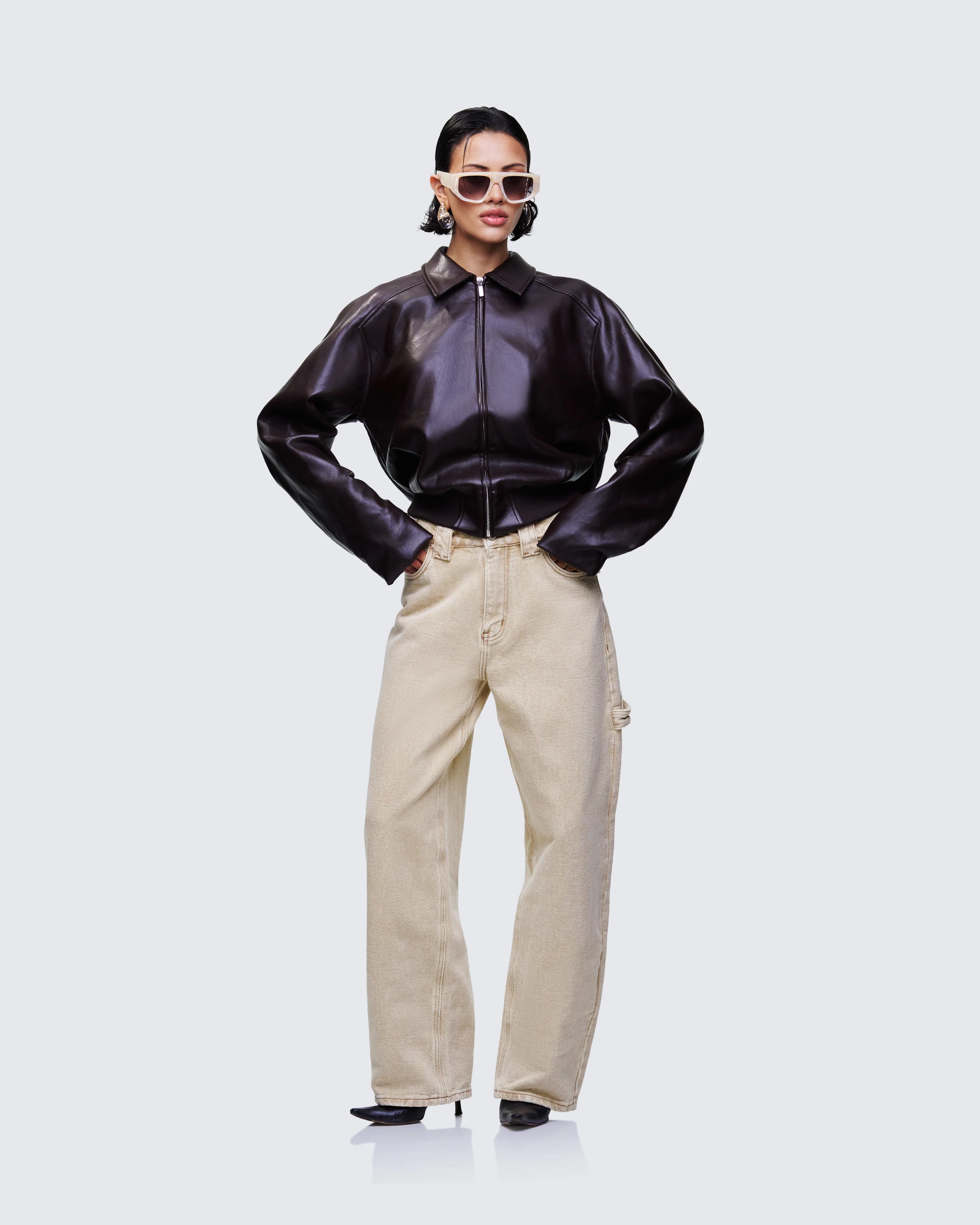 Waveney Brown Vegan Leather Jacket - Image 5