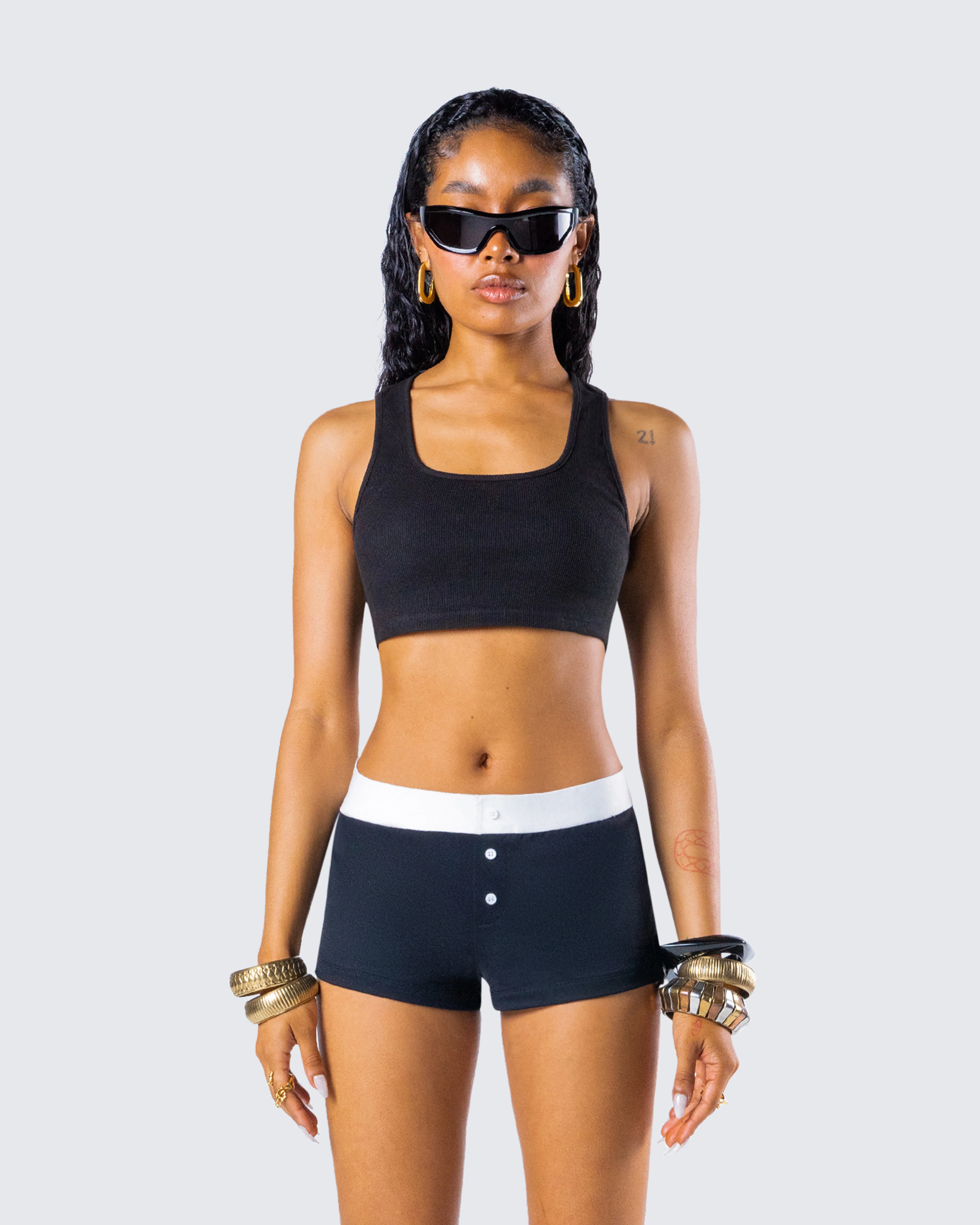Waverly Black Ribbed Tank Top - Image 4