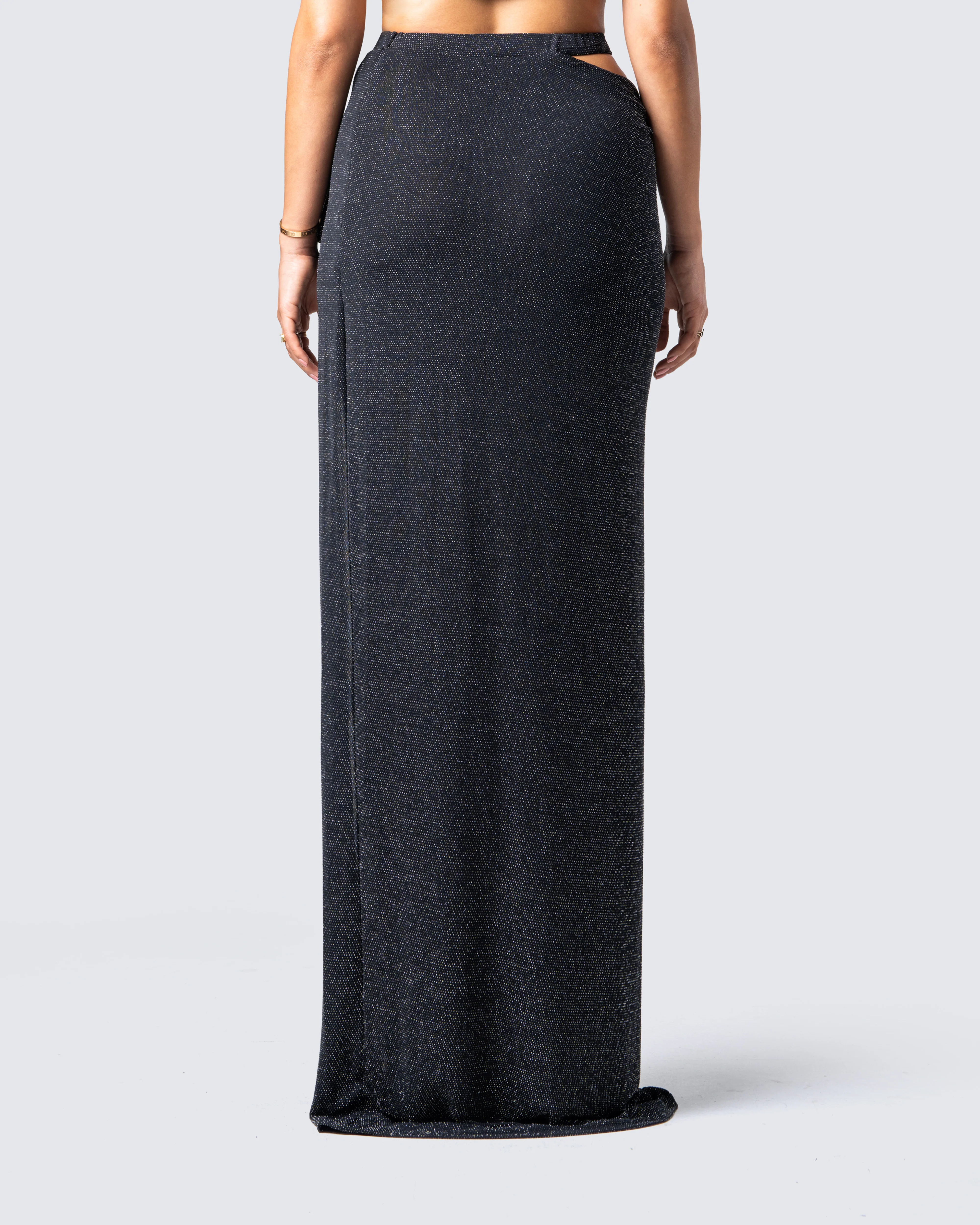Whitney Black Shimmer Maxi Skirt - Image 6