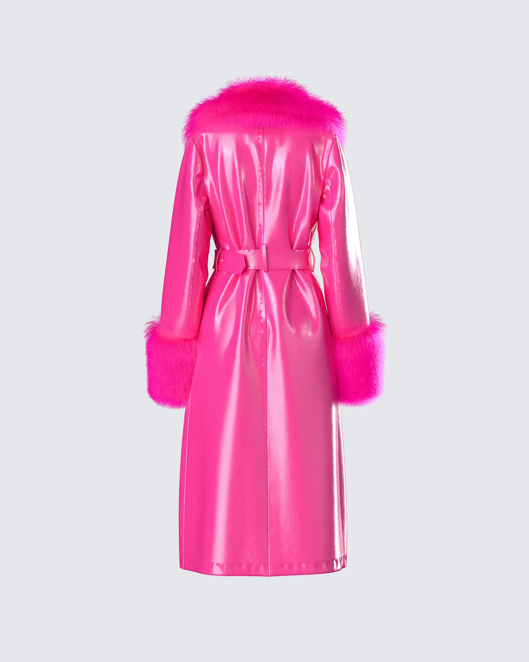 Willa Pink Vegan Fur Leather Coat - Image 3