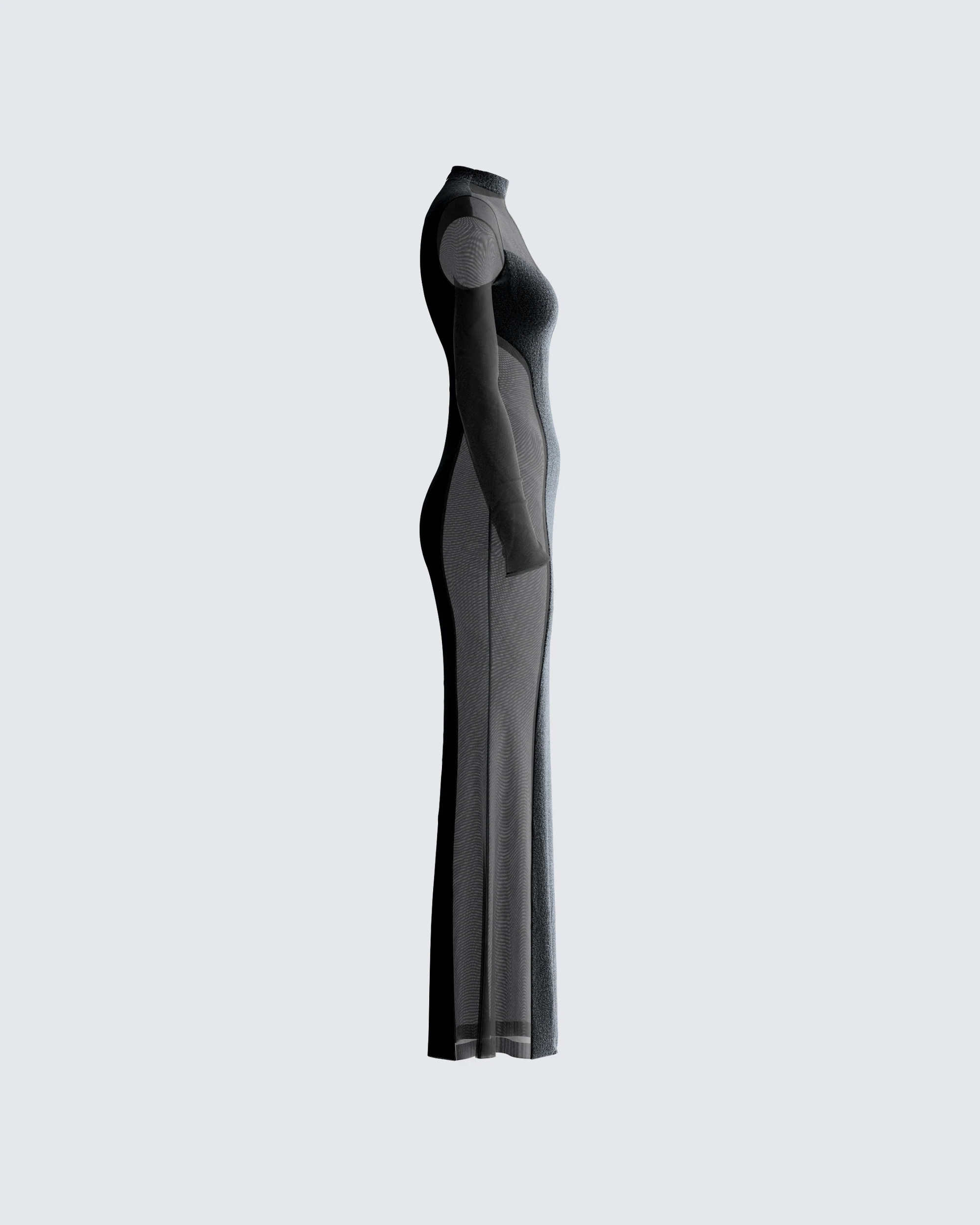 Wilma Black Velvet Paneled Gown - Image 2