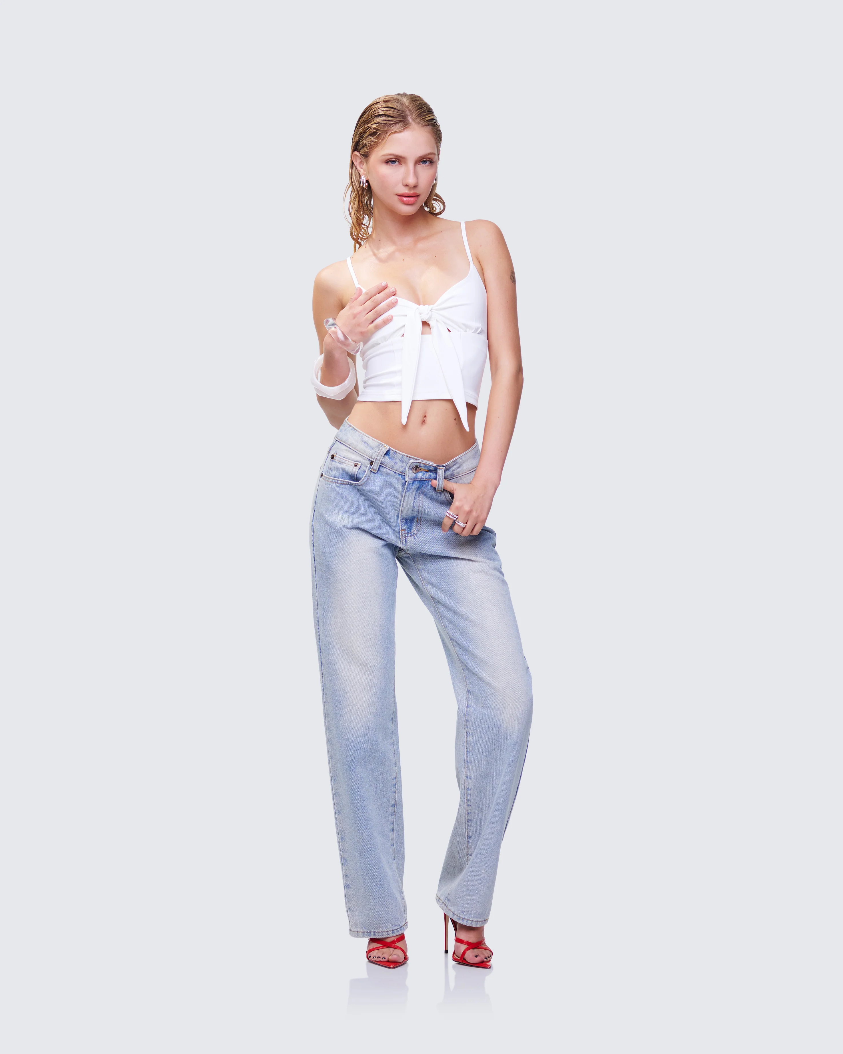 Wilmer White Tie Front Cami Top - Image 5