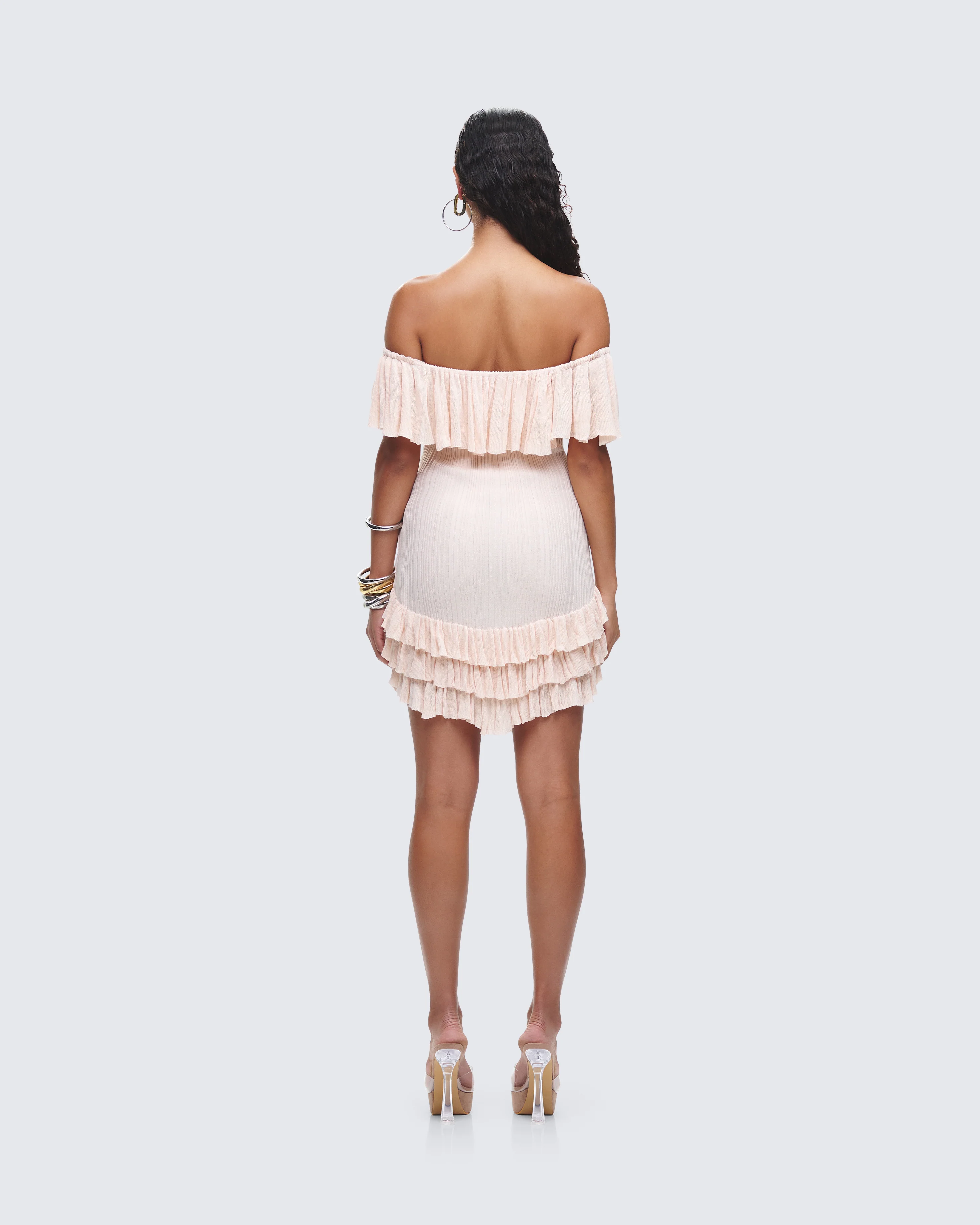 Winsley Peach Ruffle Knit Mini Dress - Image 7