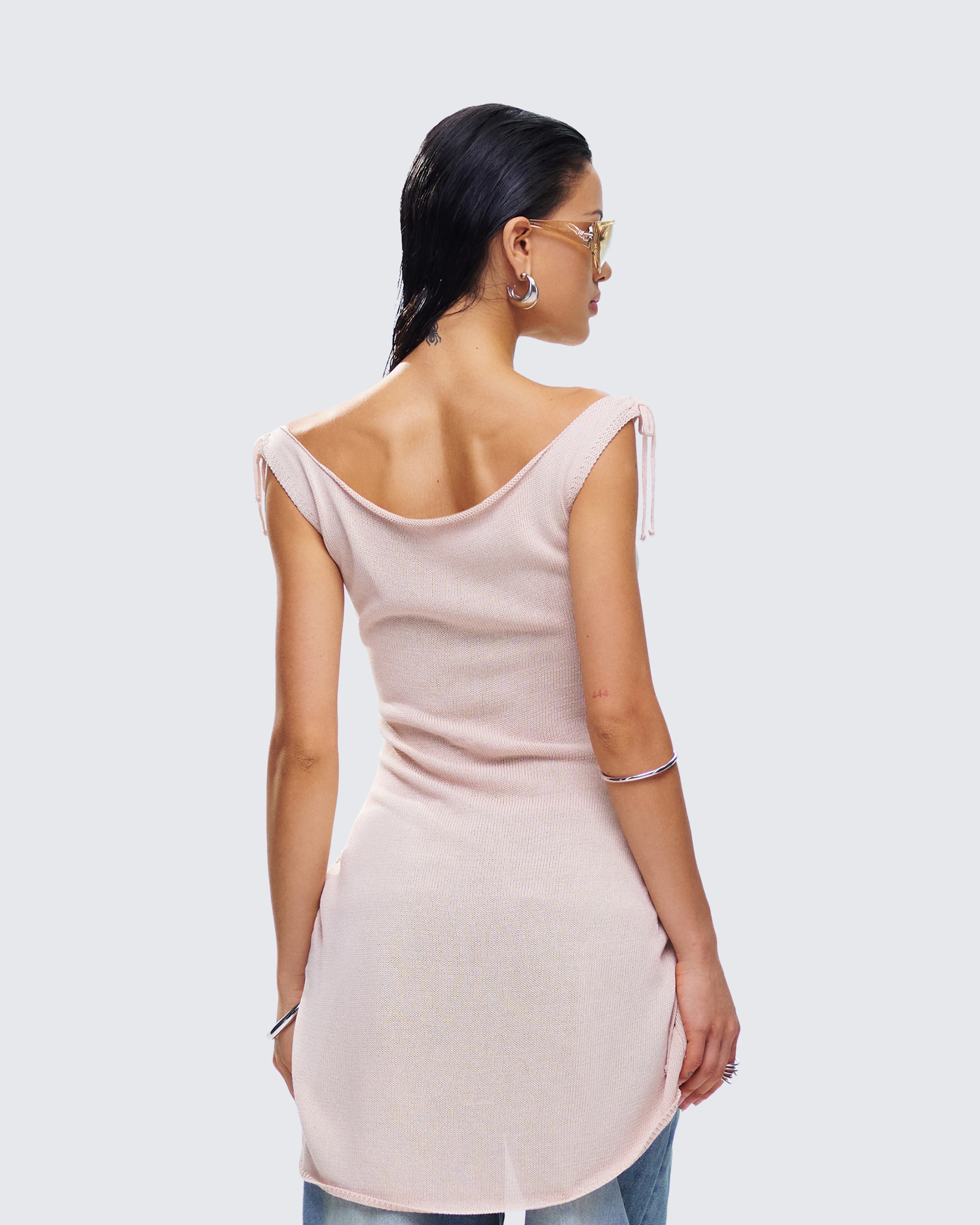 Wrenley Beige Ruched Sweater Top - Image 7