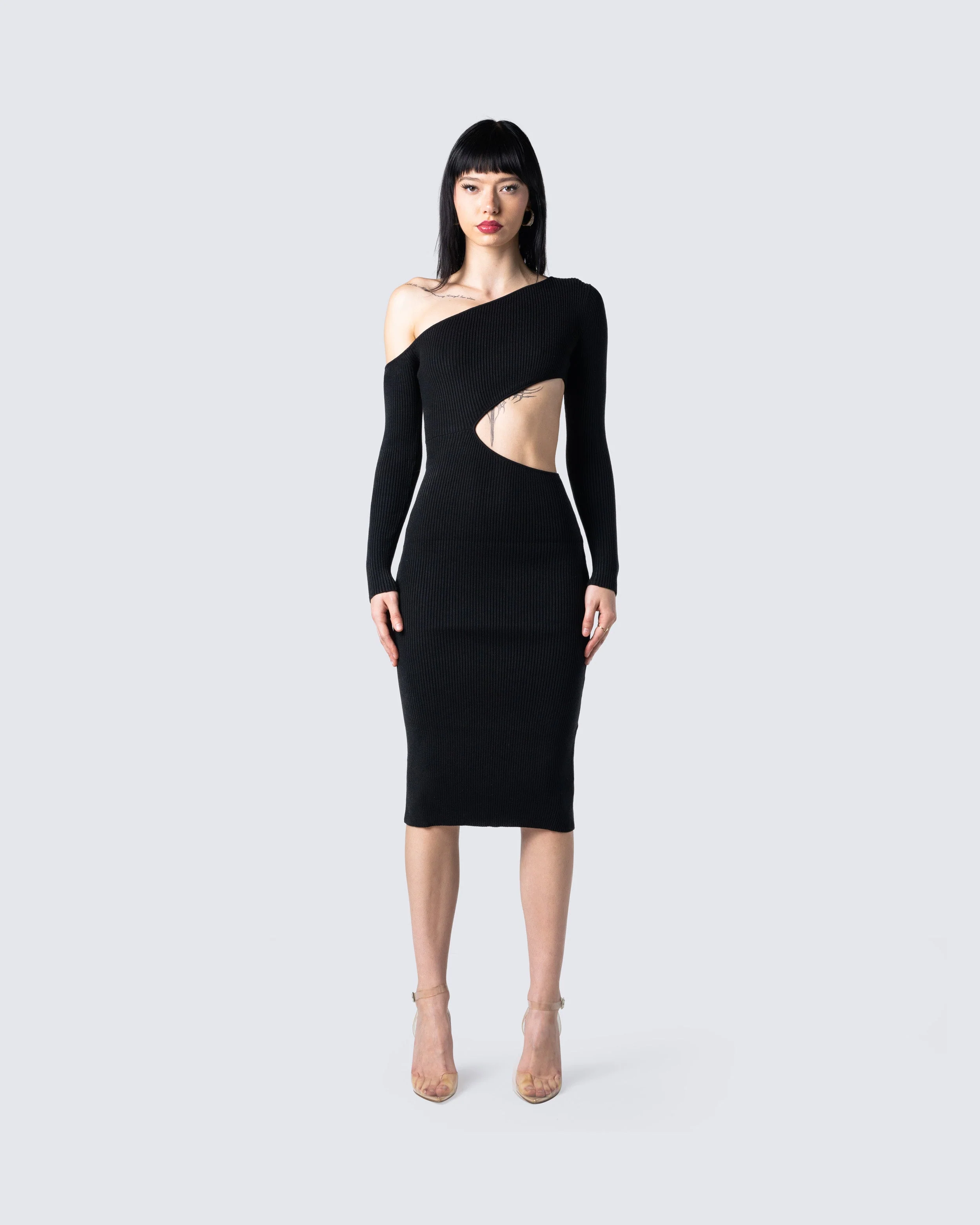 Xander Black Cut Out Midi Dress - Image 4