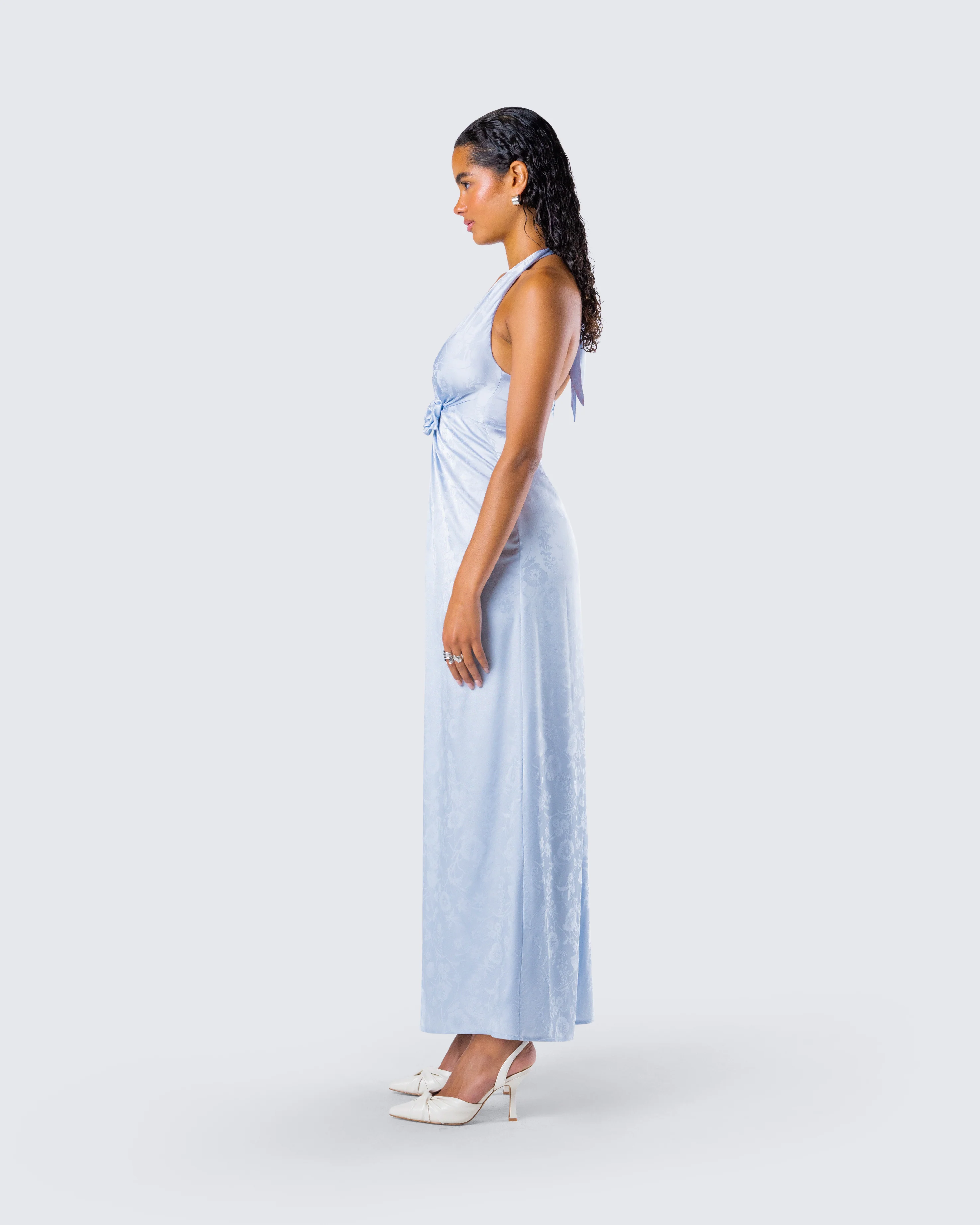 Xylah Baby Blue Rosette Maxi Dress - Image 6