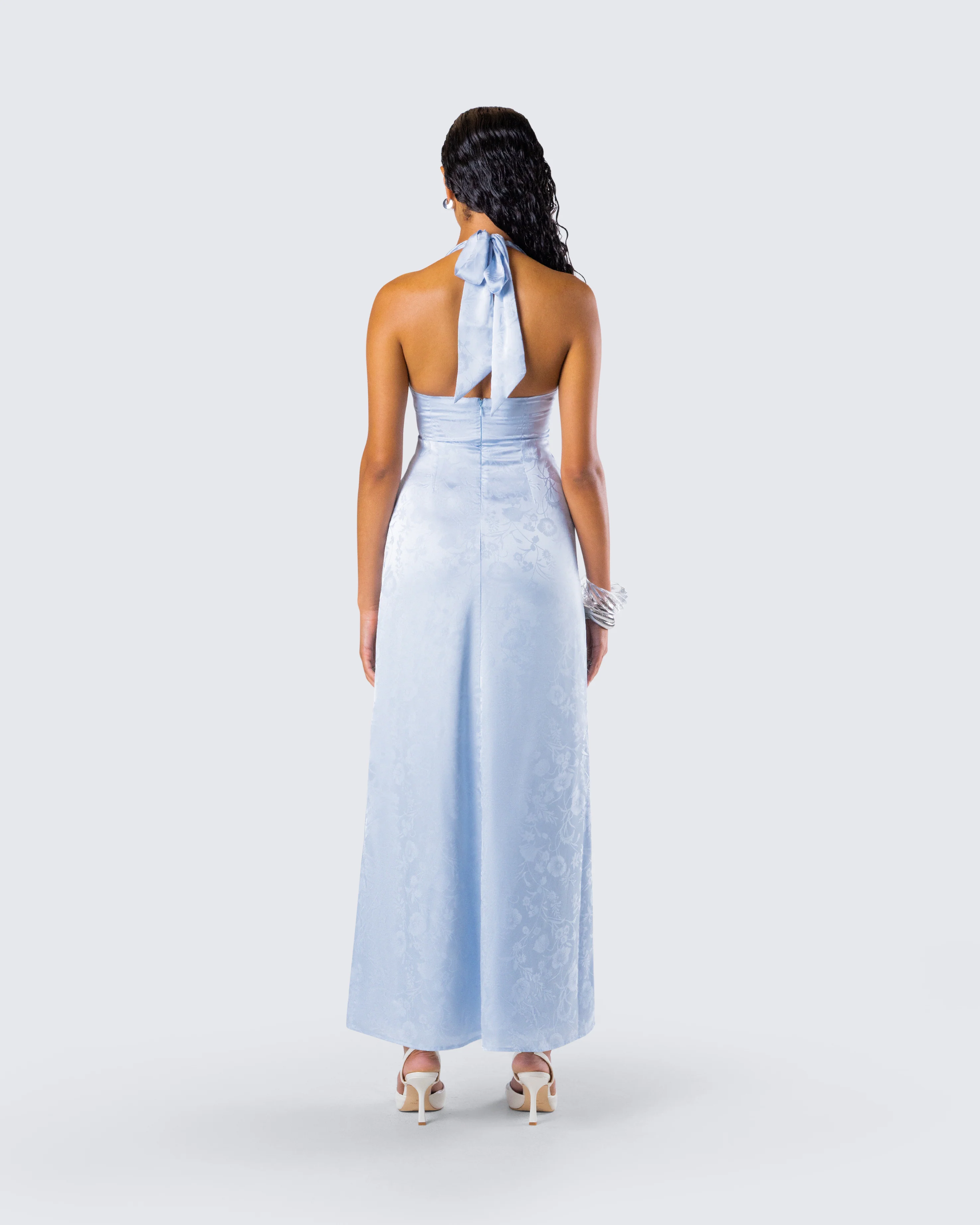 Xylah Baby Blue Rosette Maxi Dress - Image 7