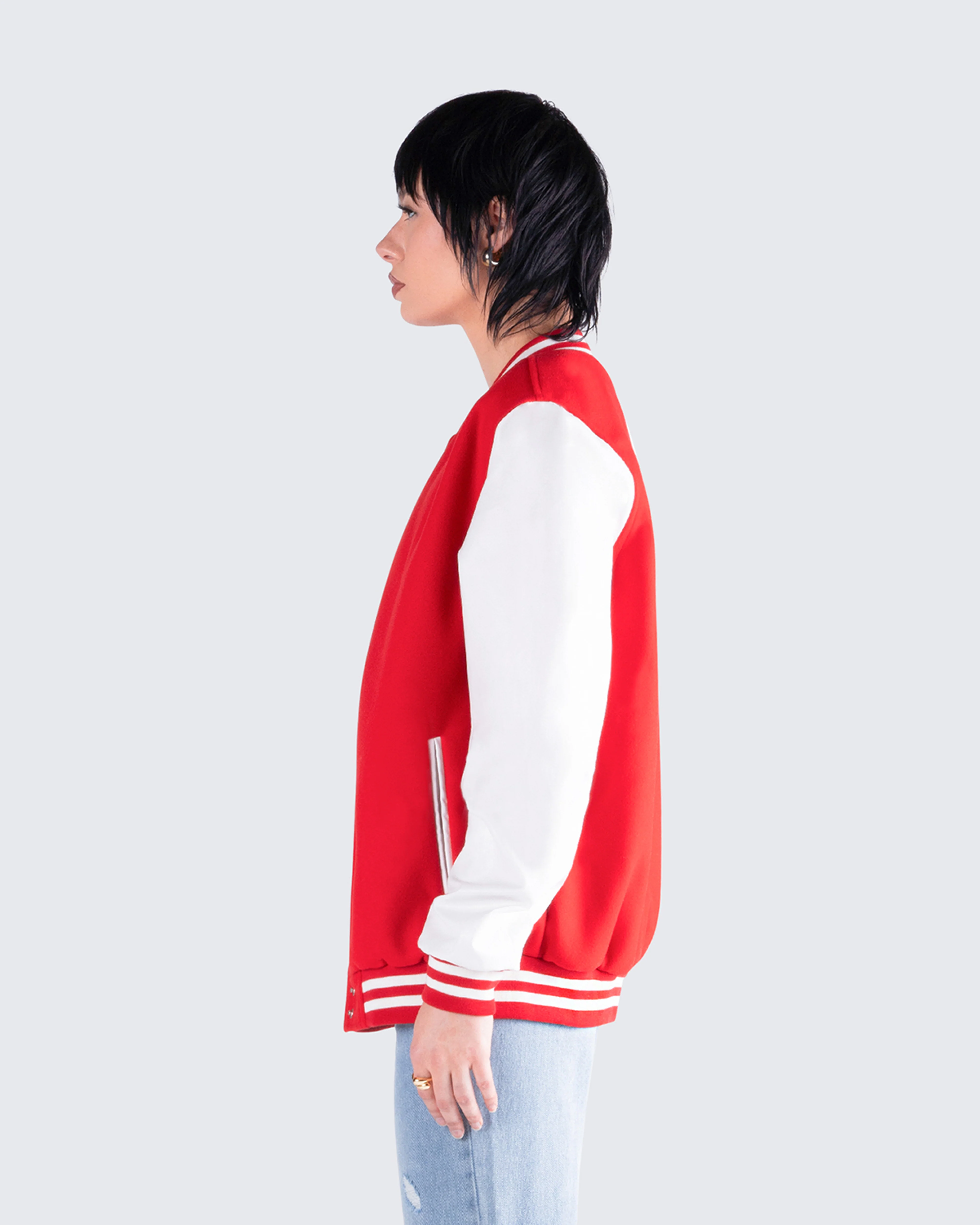 Yai Red Varsity Logo Patch Jacket - Image 6