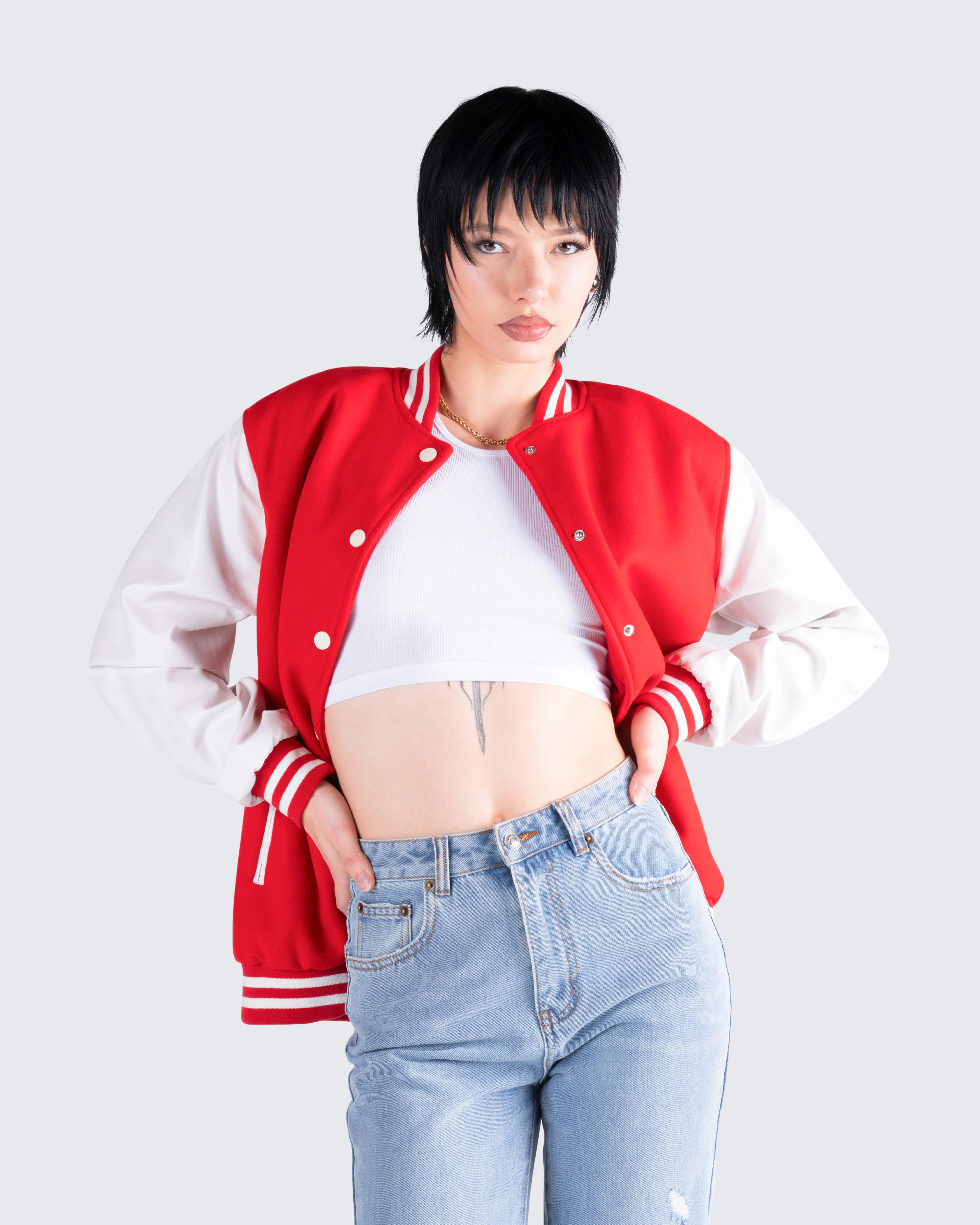 Yai Red Varsity Logo Patch Jacket - Image 8