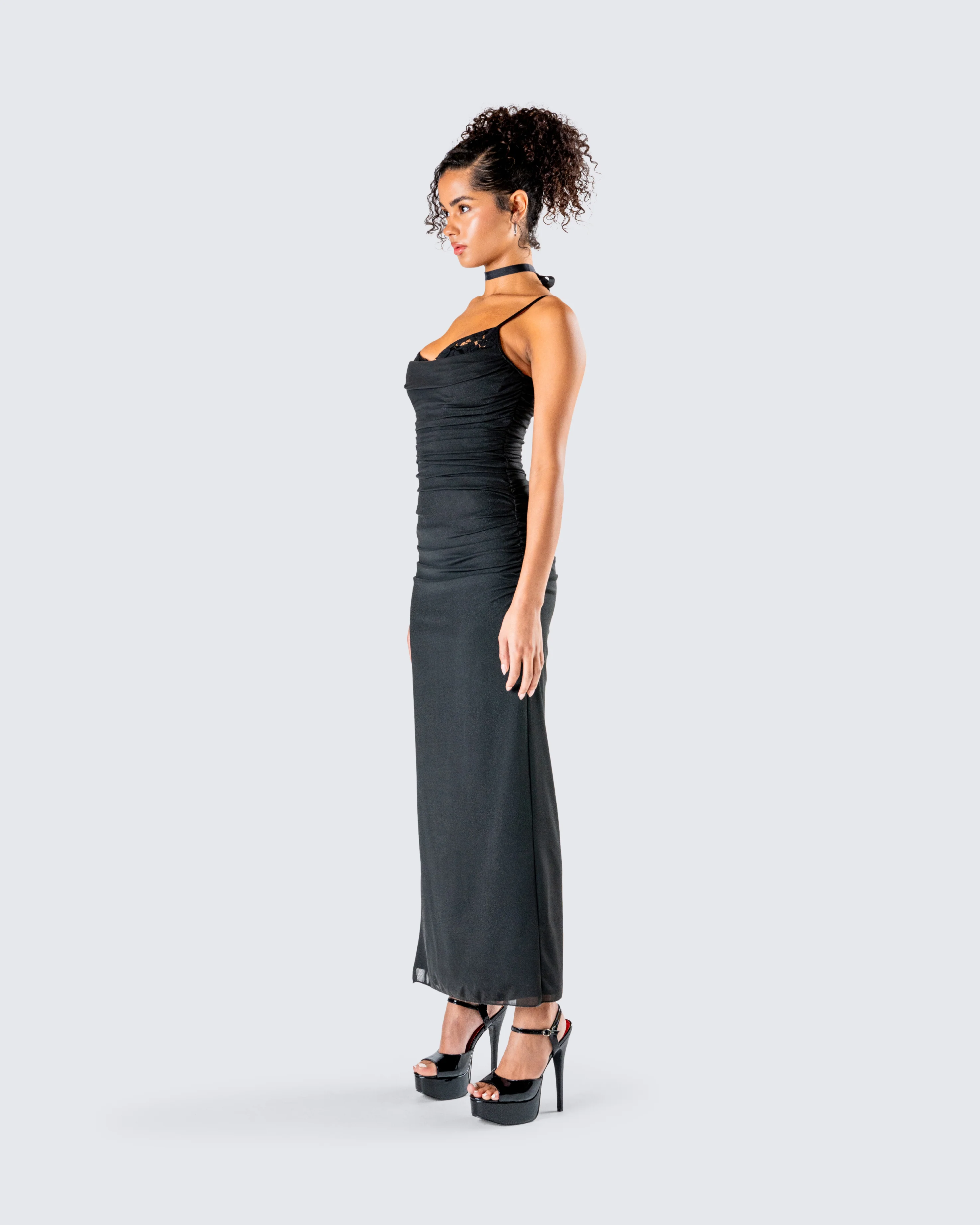 Yan Black Lace Maxi Corset Dress - Image 5