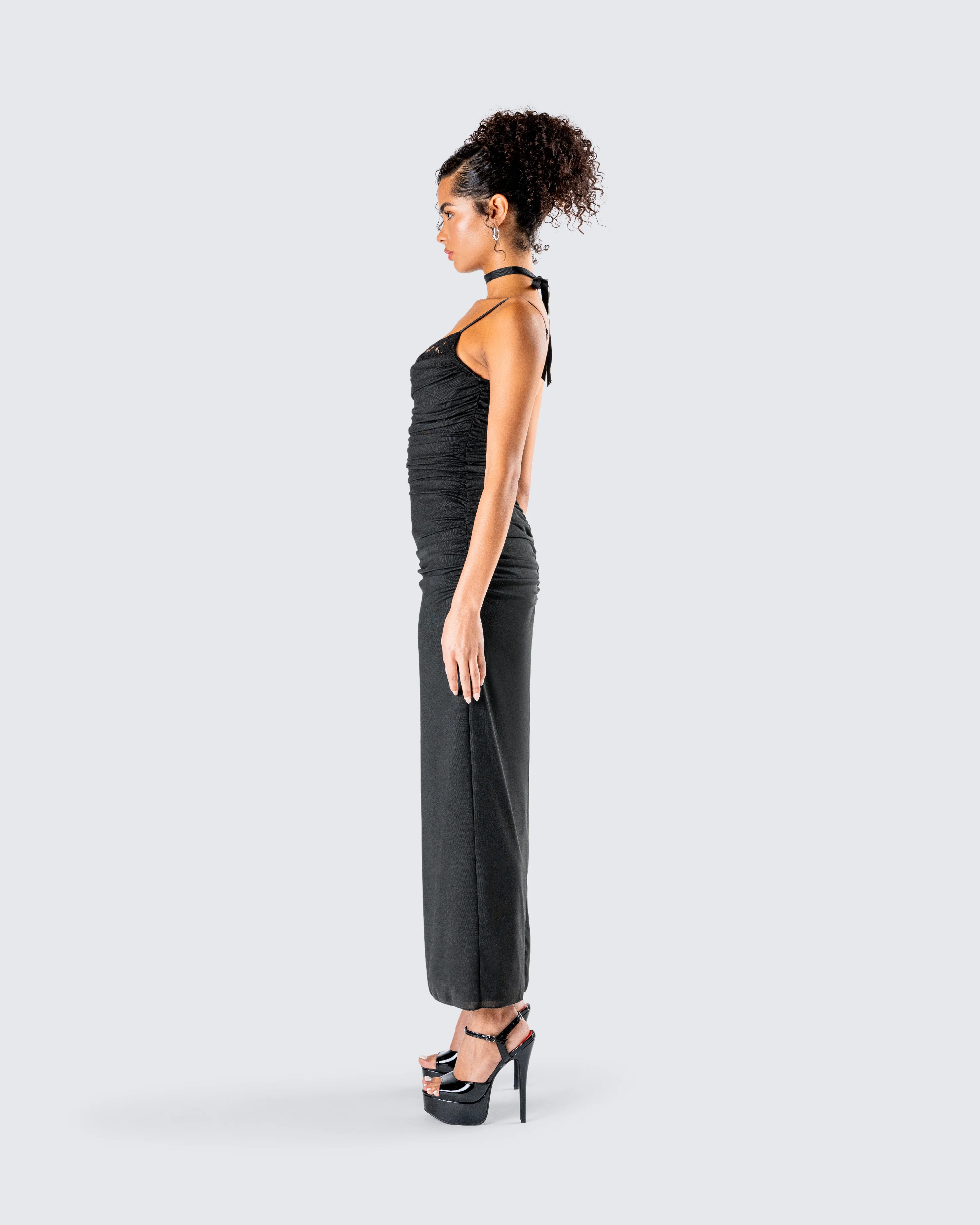 Yan Black Lace Maxi Corset Dress - Image 6