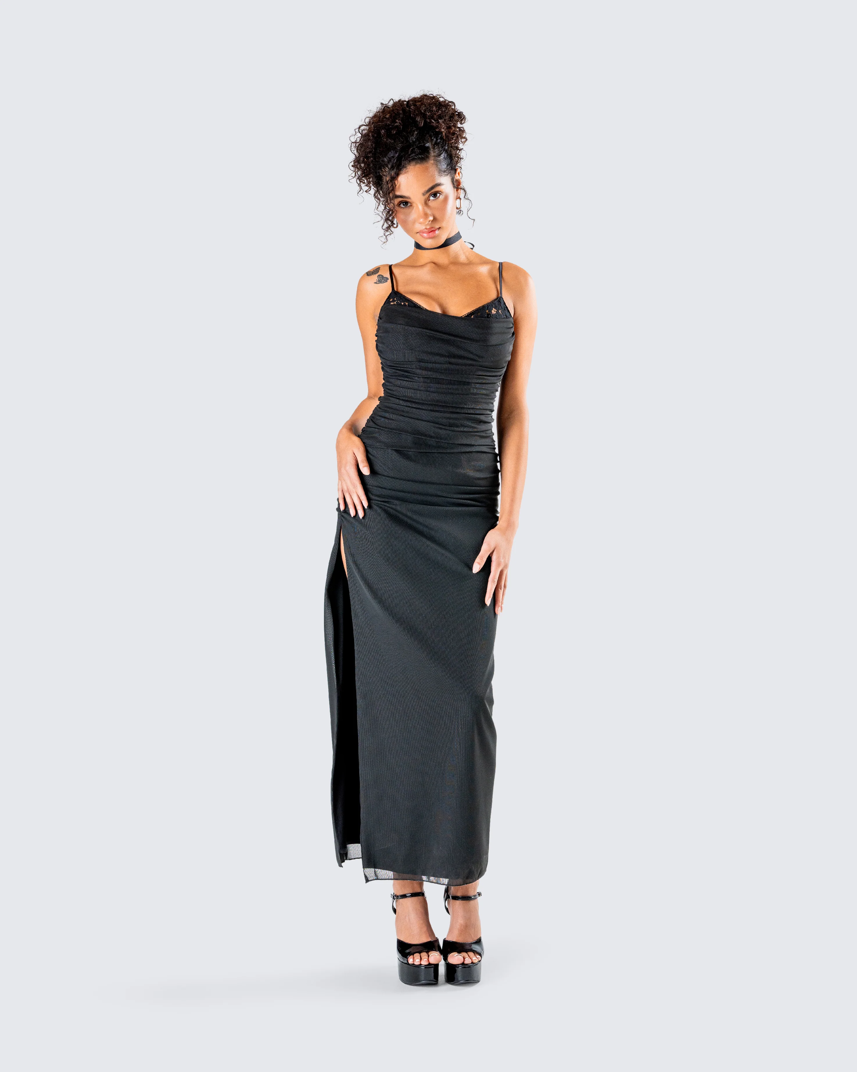 Yan Black Lace Maxi Corset Dress - Image 8