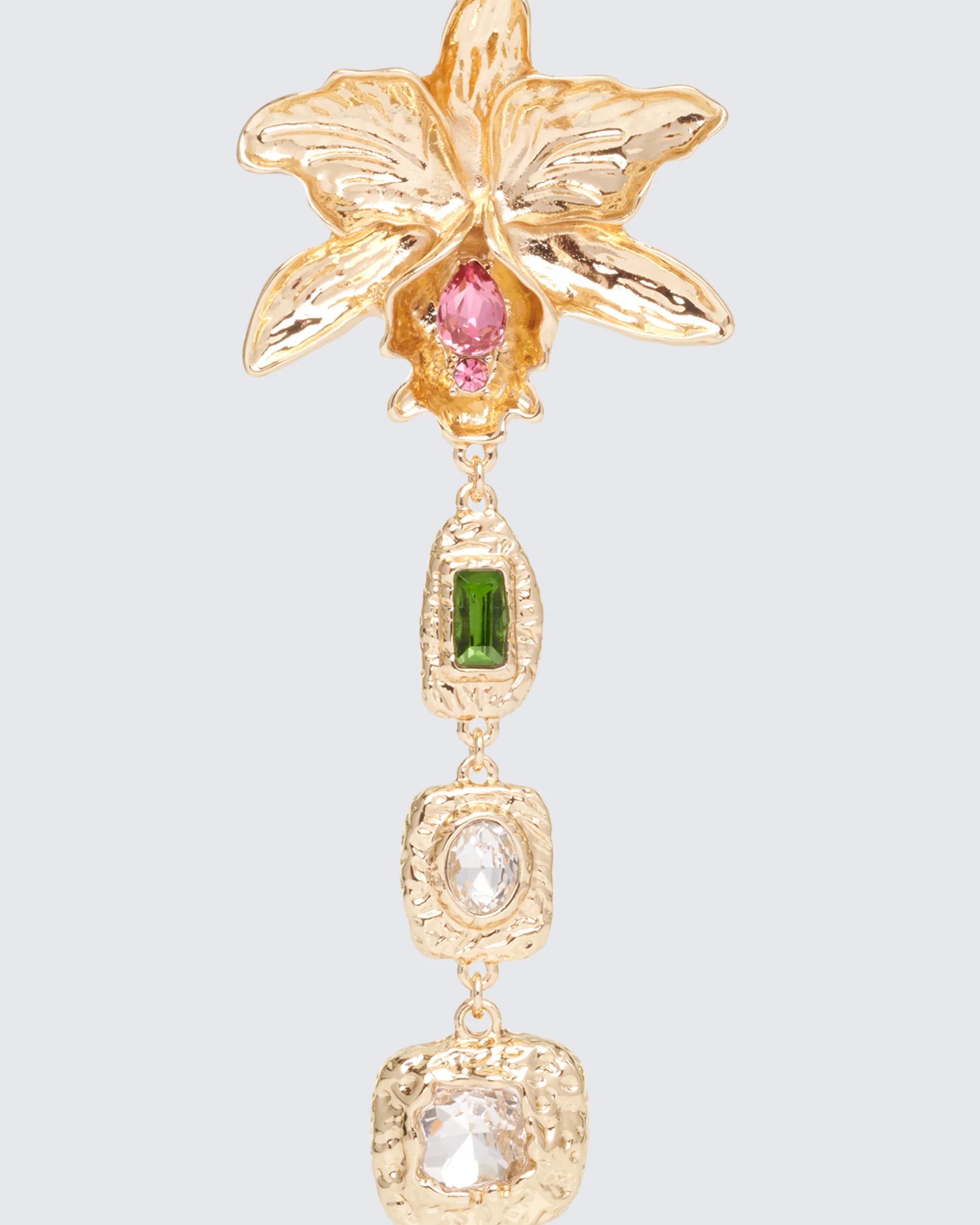Yasmeen Gold Tropical Flower Drop Earrings - Image 3