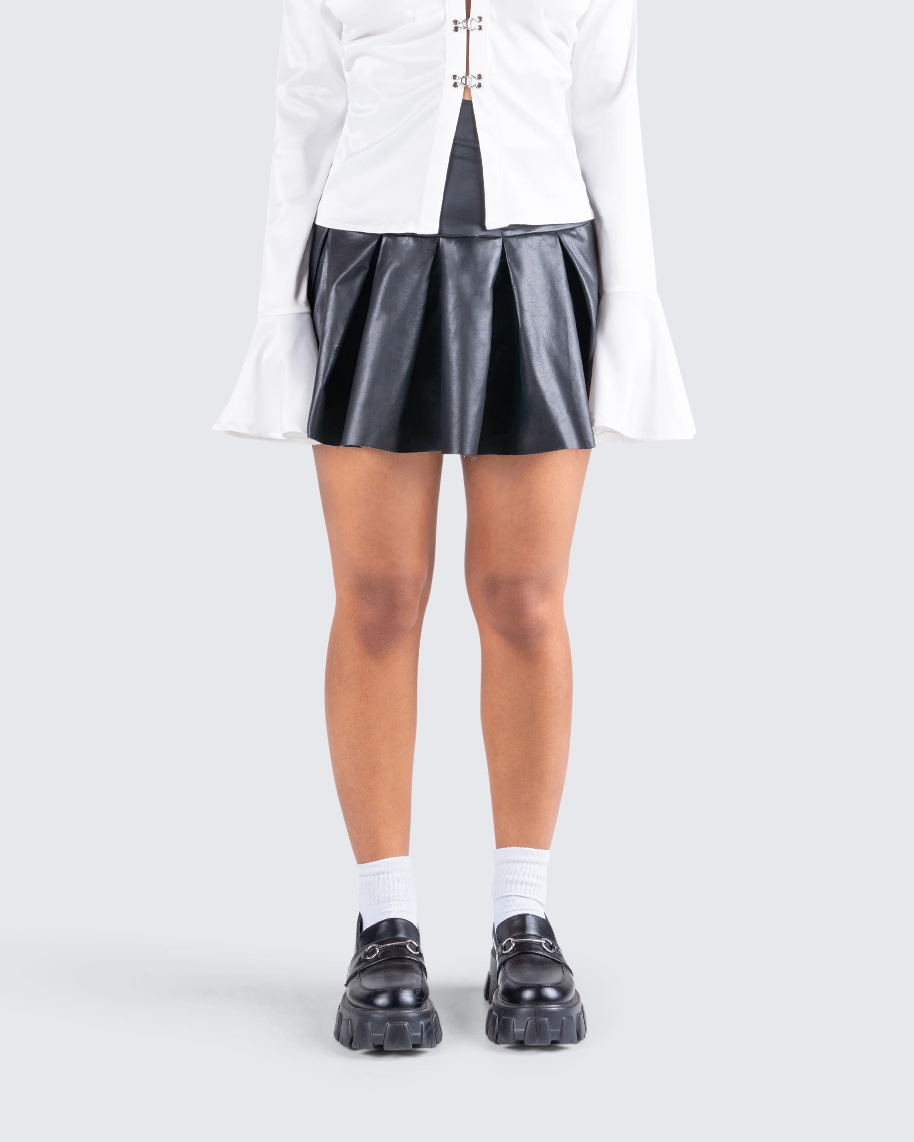 Yasmin Black Vegan Leather Skirt - Image 4