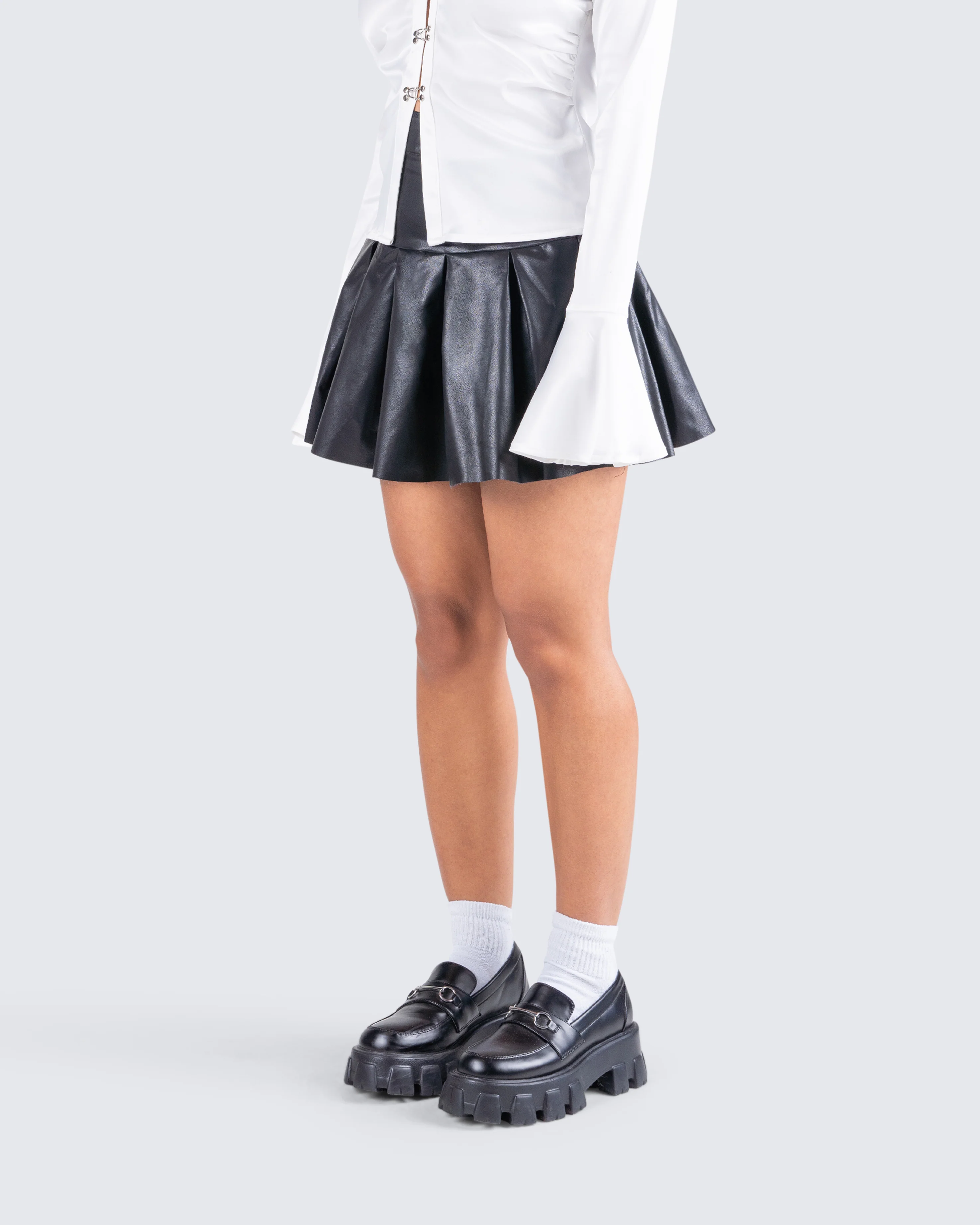 Yasmin Black Vegan Leather Skirt - Image 5