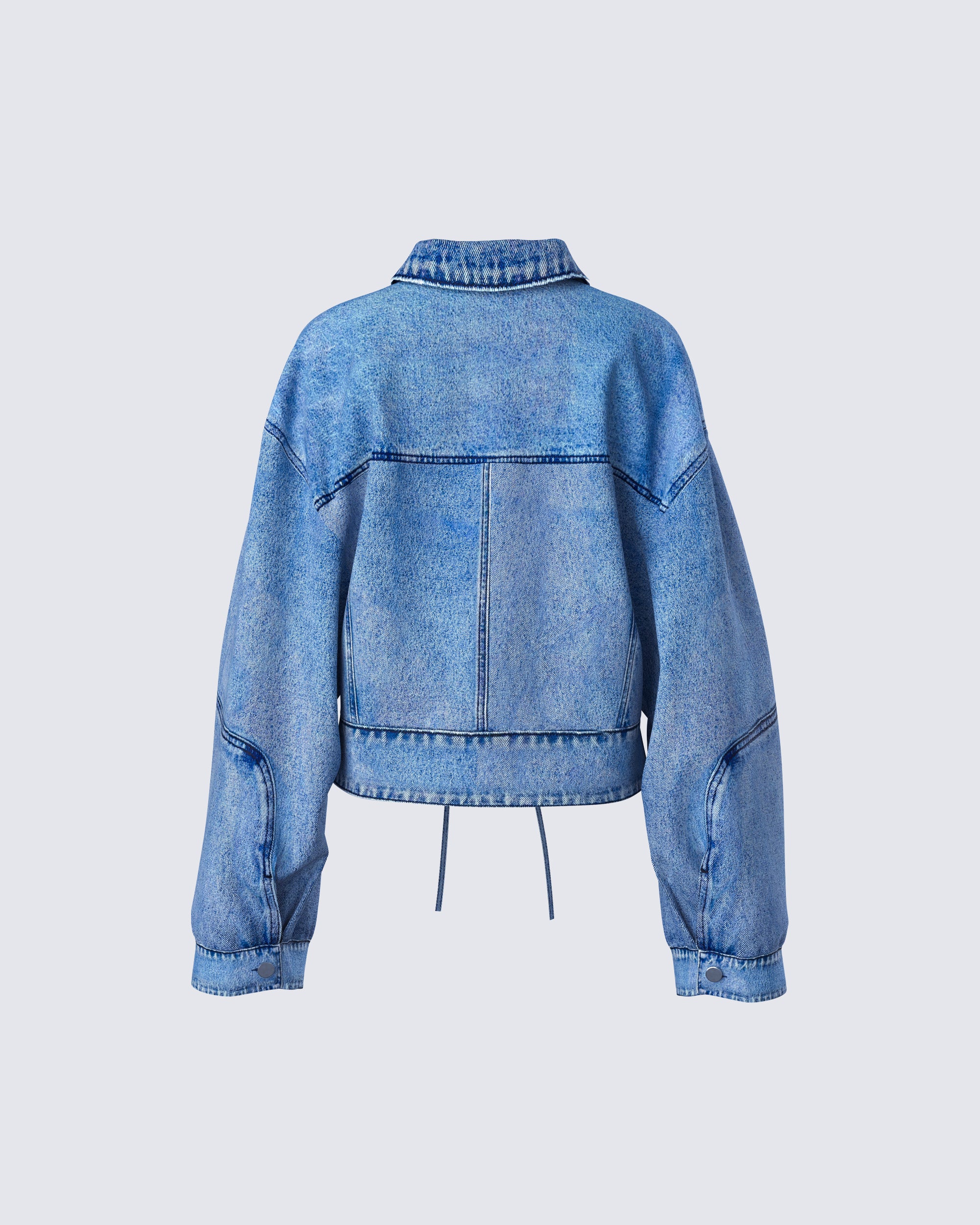 Yui Blue Denim Oversized Cropped Jacket - Image 3