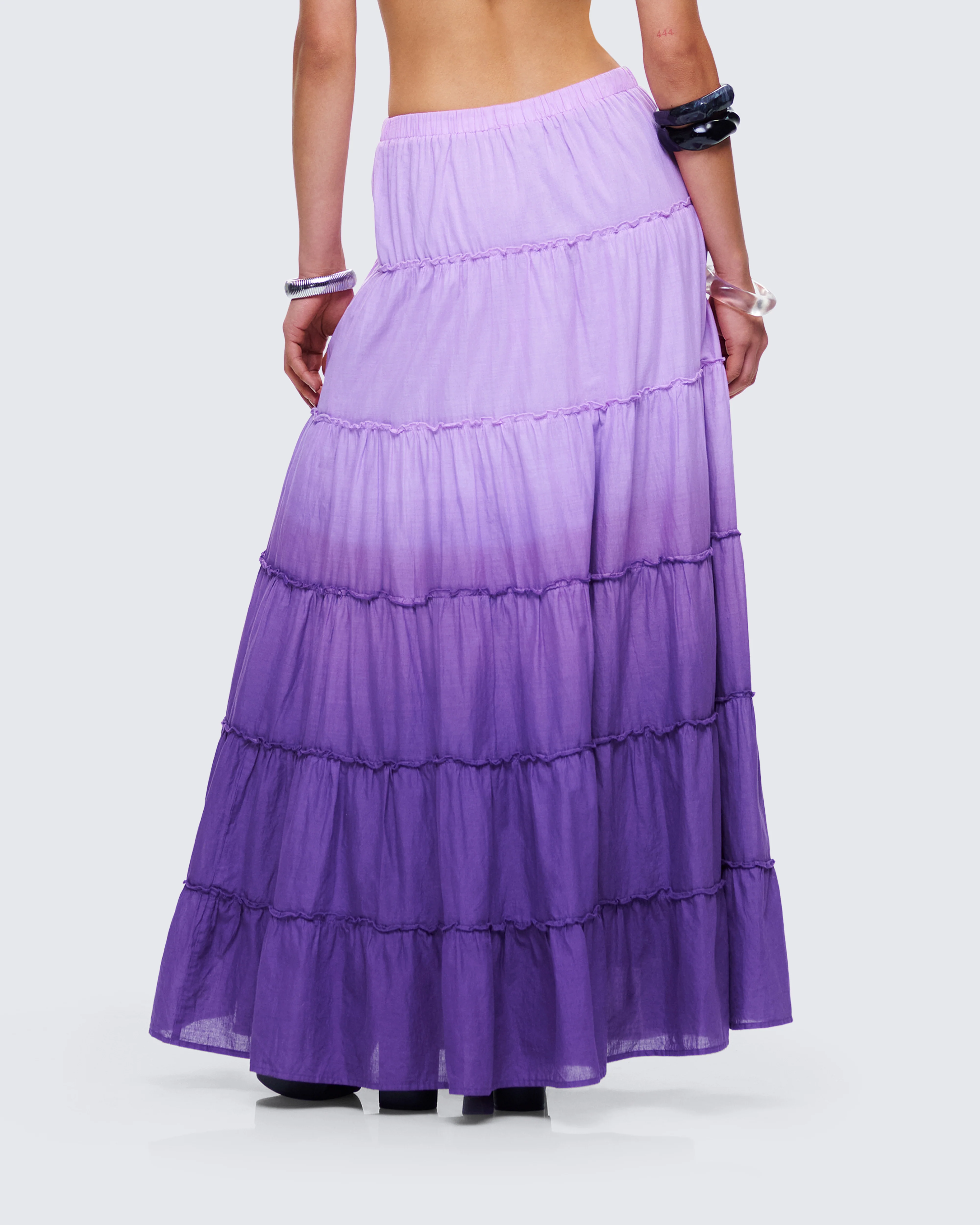 Zadie Purple Ombre Tiered Maxi Skirt - Image 6