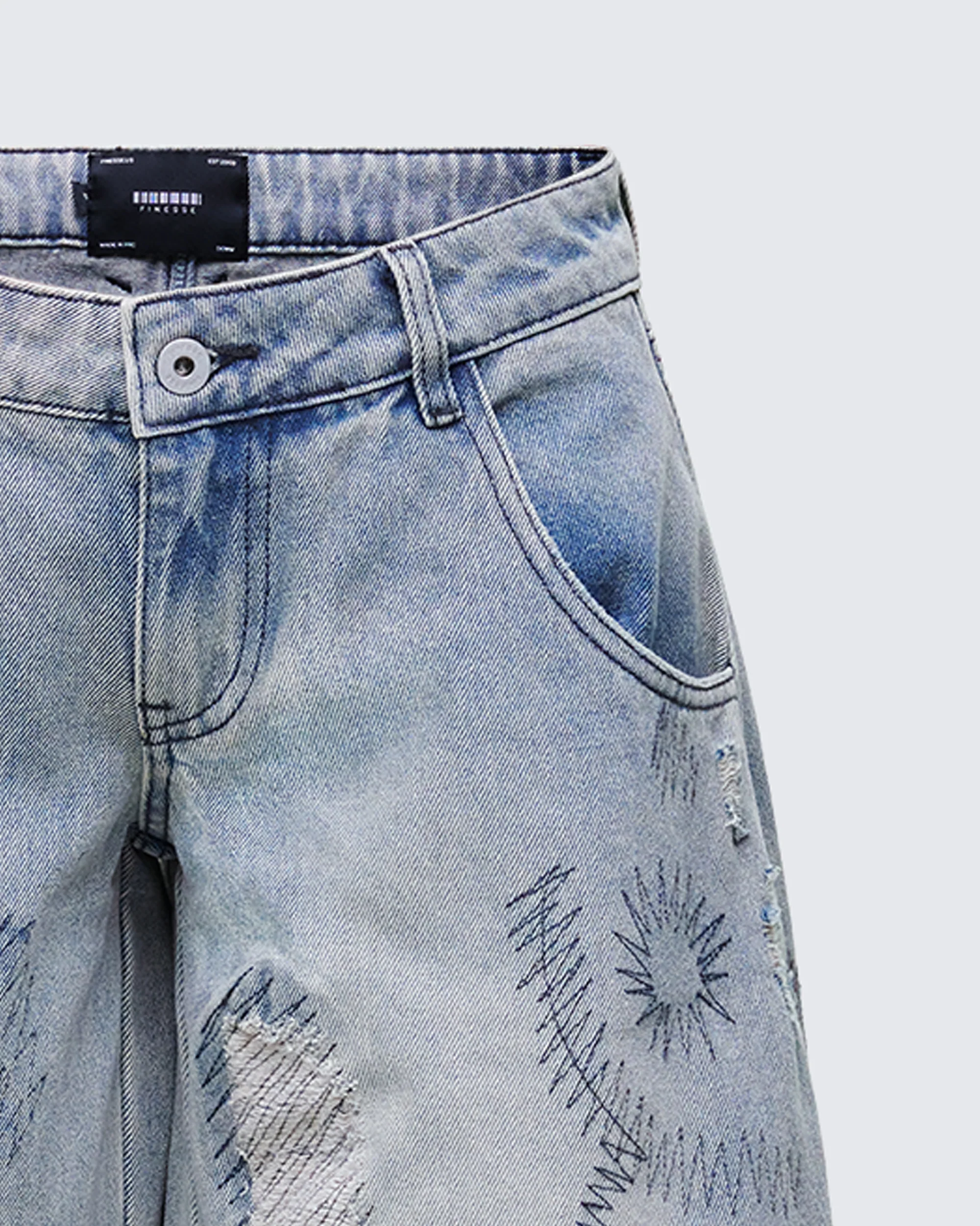 Zaid Gray Denim Sashiko Jeans - Image 6