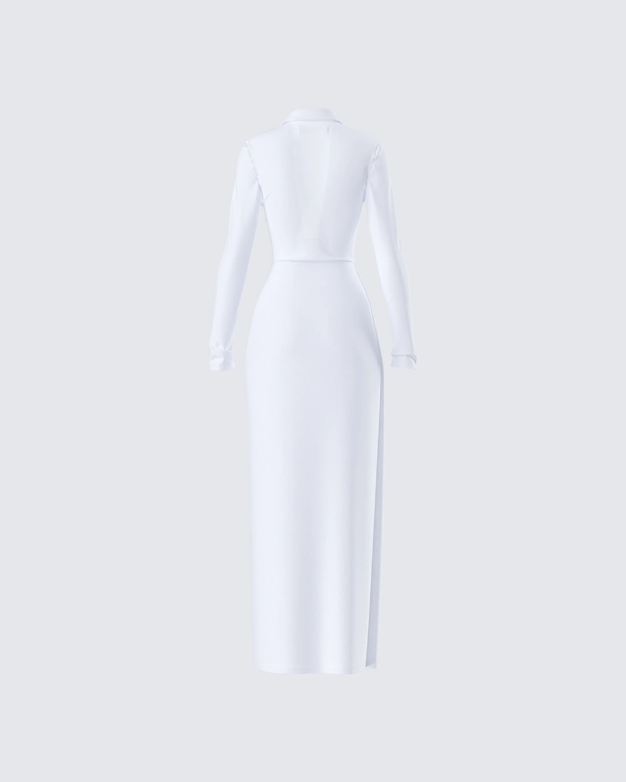 Zaida White Plunge Maxi Dress - Image 3