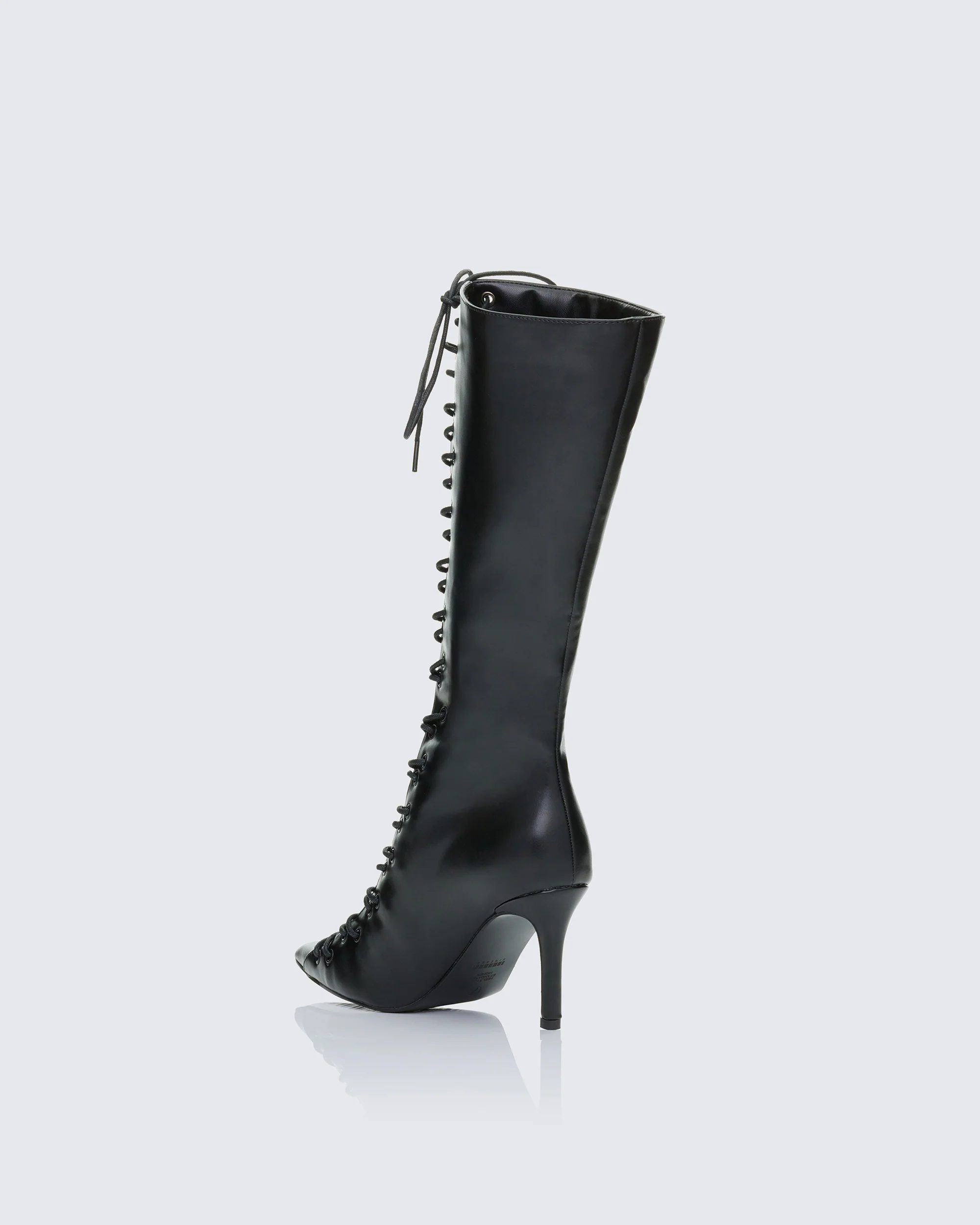 Zalika Black Knee High Lace up Corset Boot - Image 3