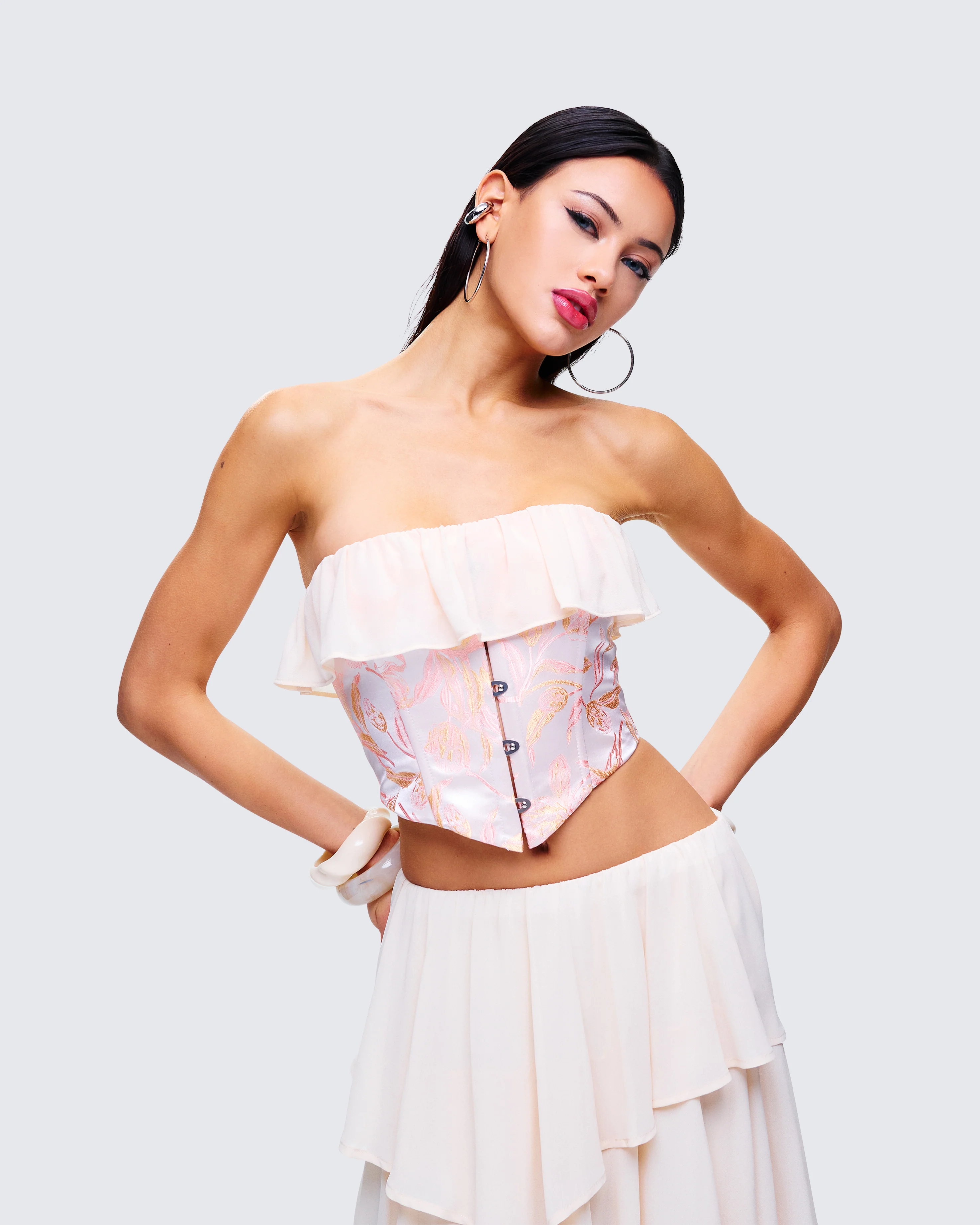 Zana Cream Ruffle Corset Top - Image 6