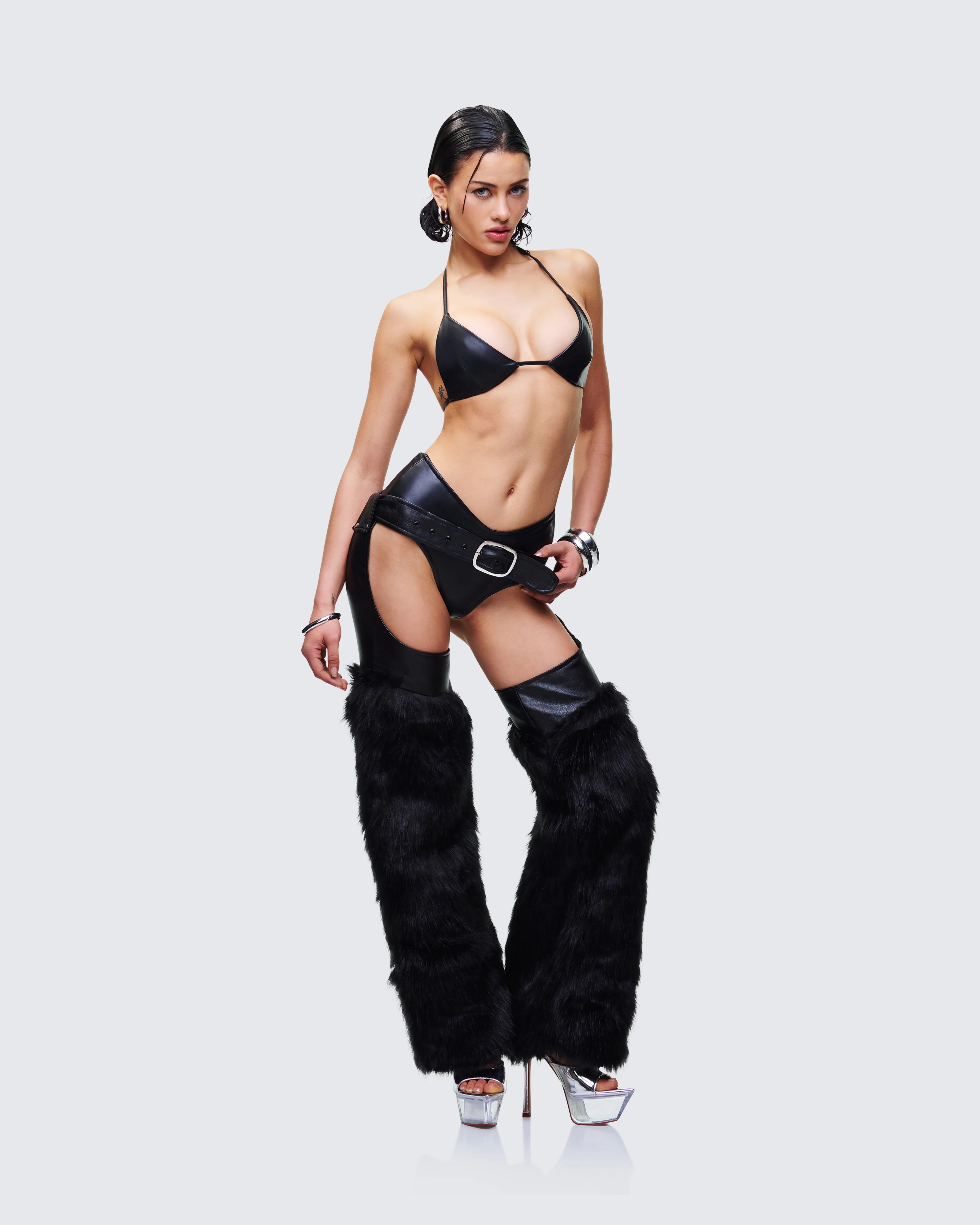 Zaria Black Vegan Leather Bikini Top - Image 5