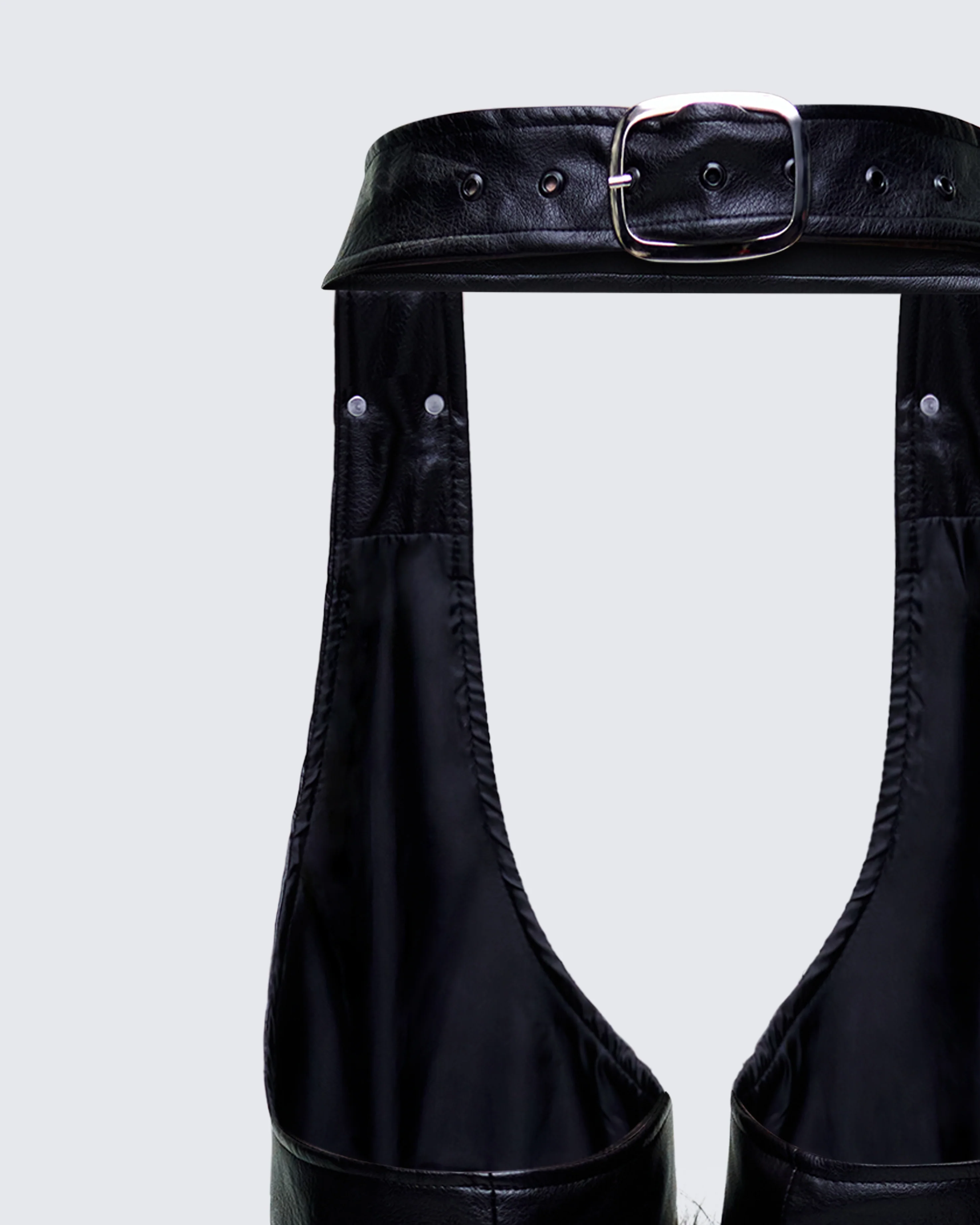 Zaria Black Vegan Leather Fur Trim Chaps - Image 6