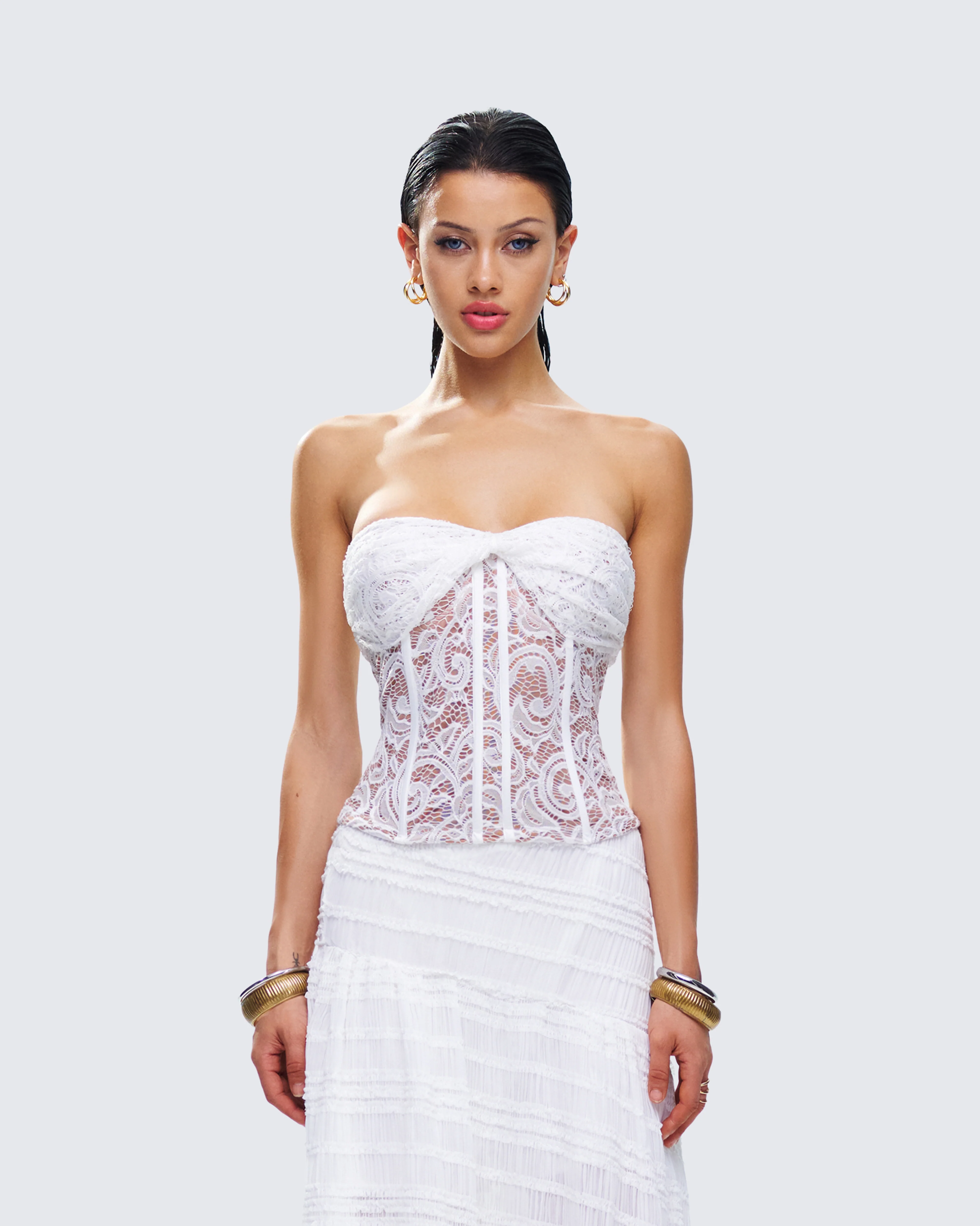 Zaya White Lace Corset Top - Image 4