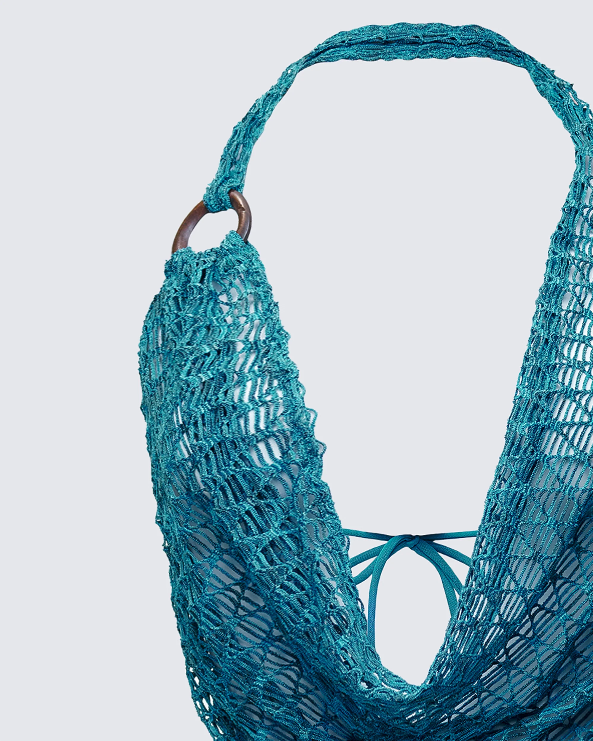 Zayla Blue Net Cowl Neck Top - Image 6